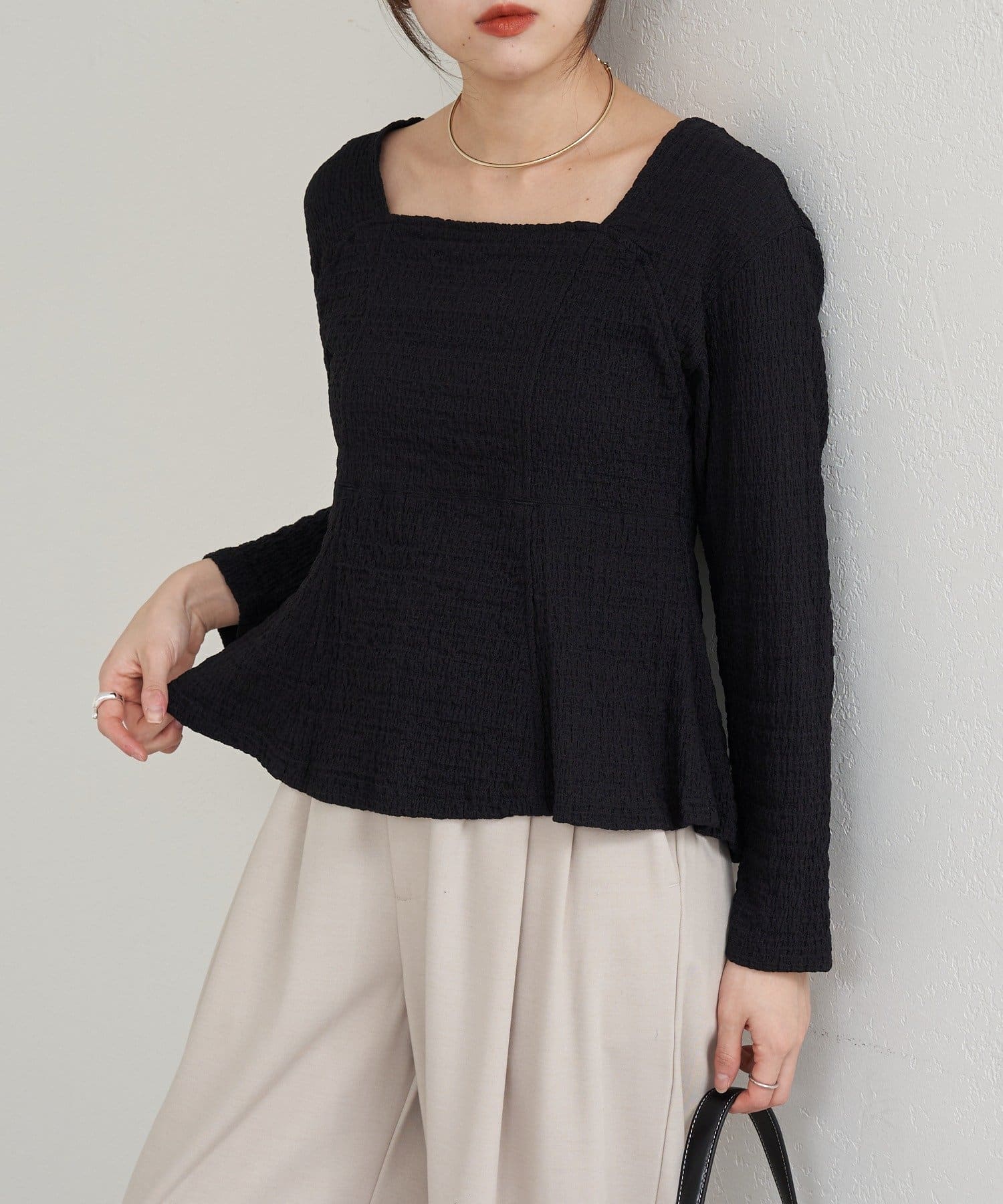 SHENERY(シーナリー) 【26SS予約】スクエアネックペプラムカットソー