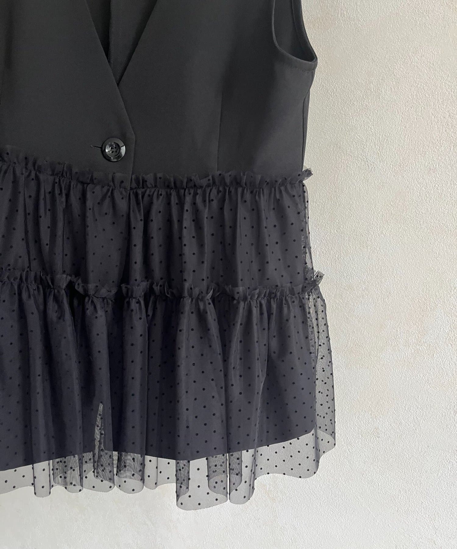 prose verse(プロズヴェール) ティアードチュールVネックペプラムジレ