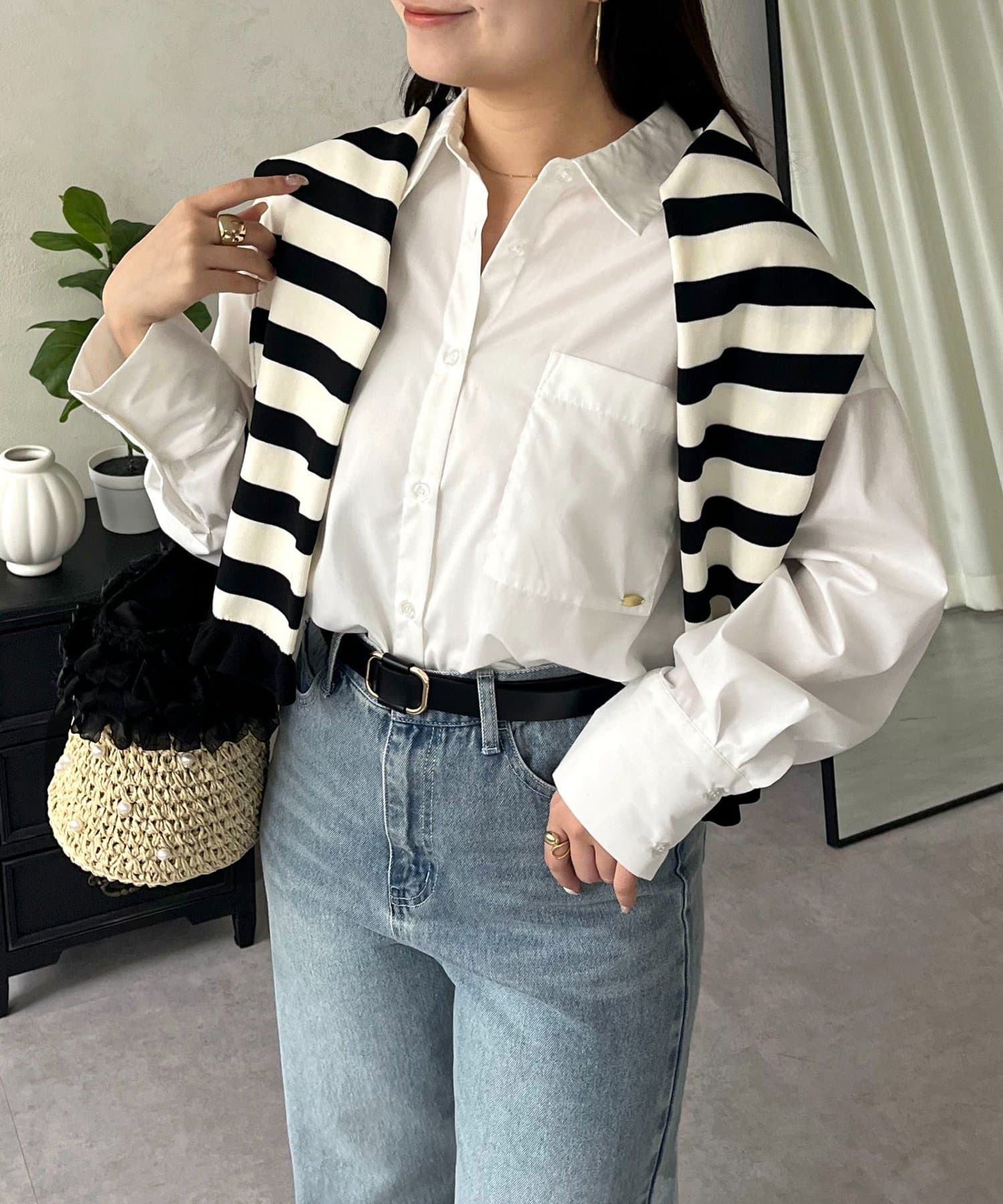 prose verse(プロズヴェール) ポケットメタルチャームオーバーサイズシャツ