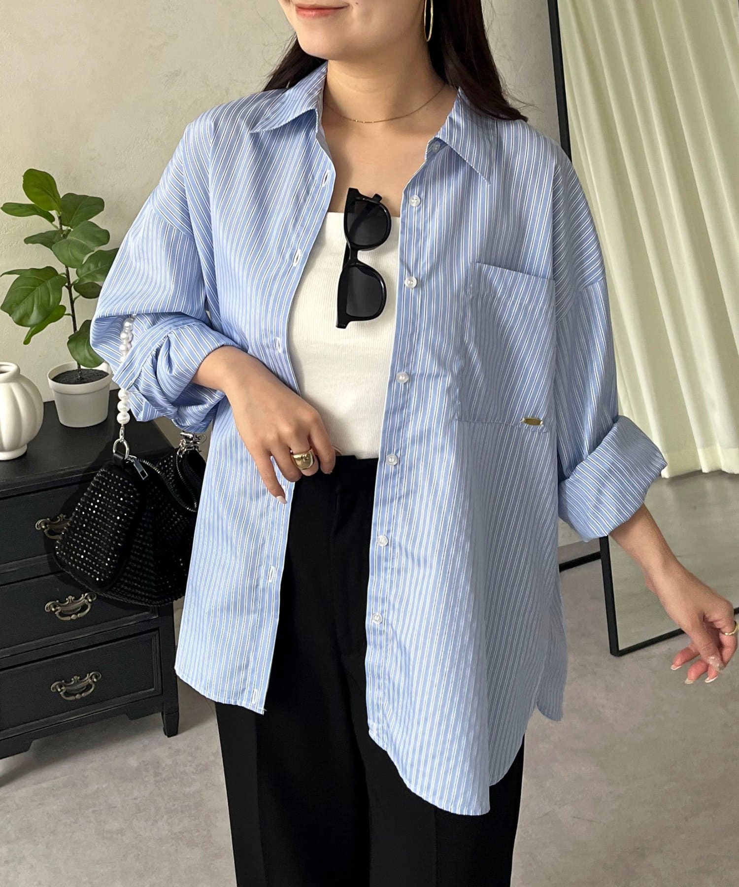 prose verse(プロズヴェール) ポケットメタルチャームオーバーサイズシャツ