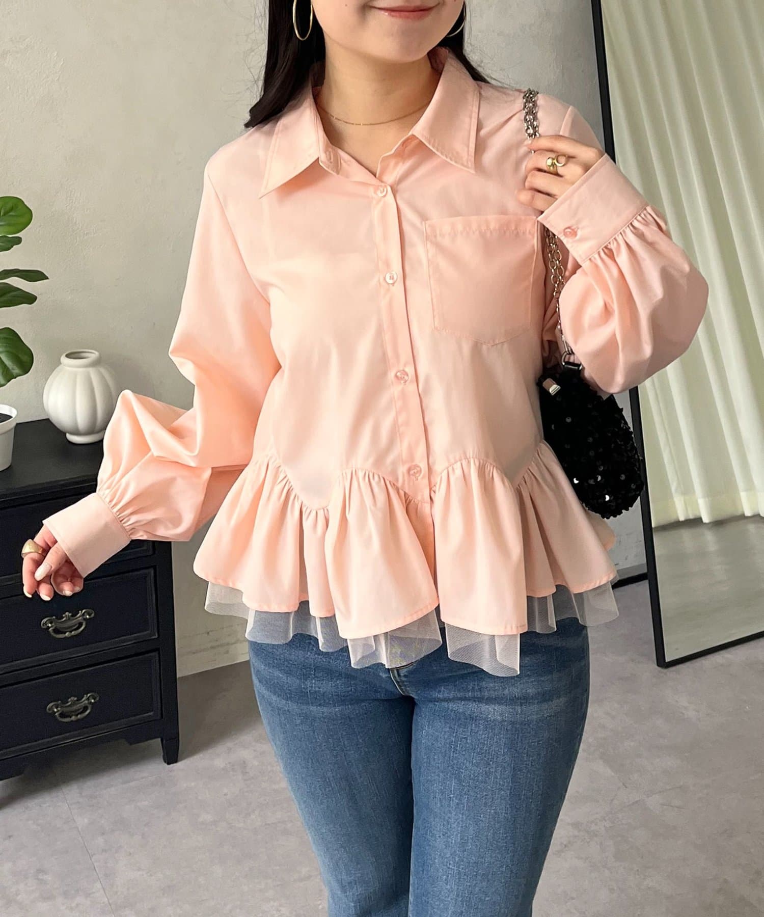 prose verse(プロズヴェール) 裾フリルチュールボリュームスリーブシャツ