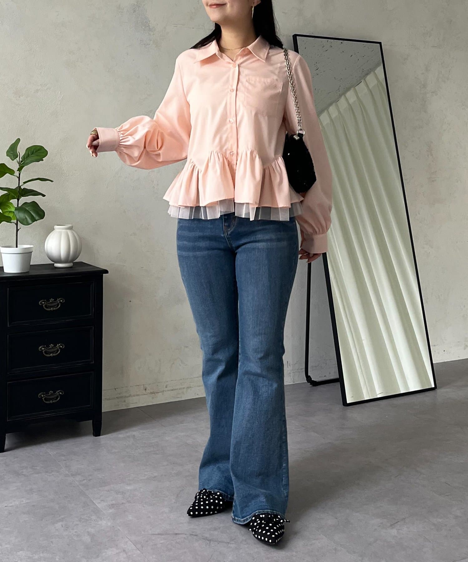 prose verse(プロズヴェール) 裾フリルチュールボリュームスリーブシャツ