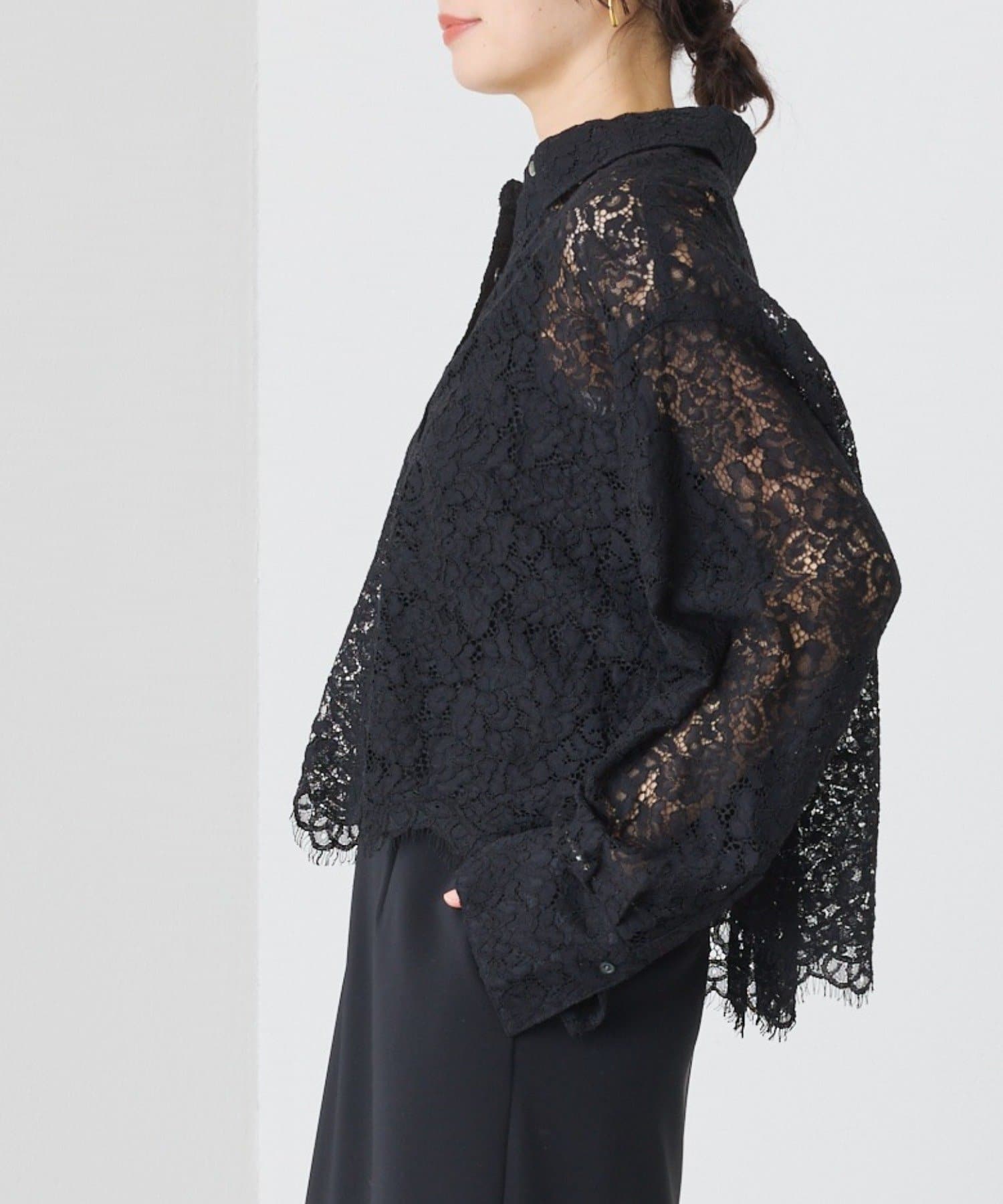 RIVE DROITE(リヴドロワ) 予約【女性らしい抜け感】レースクロップドシャツ