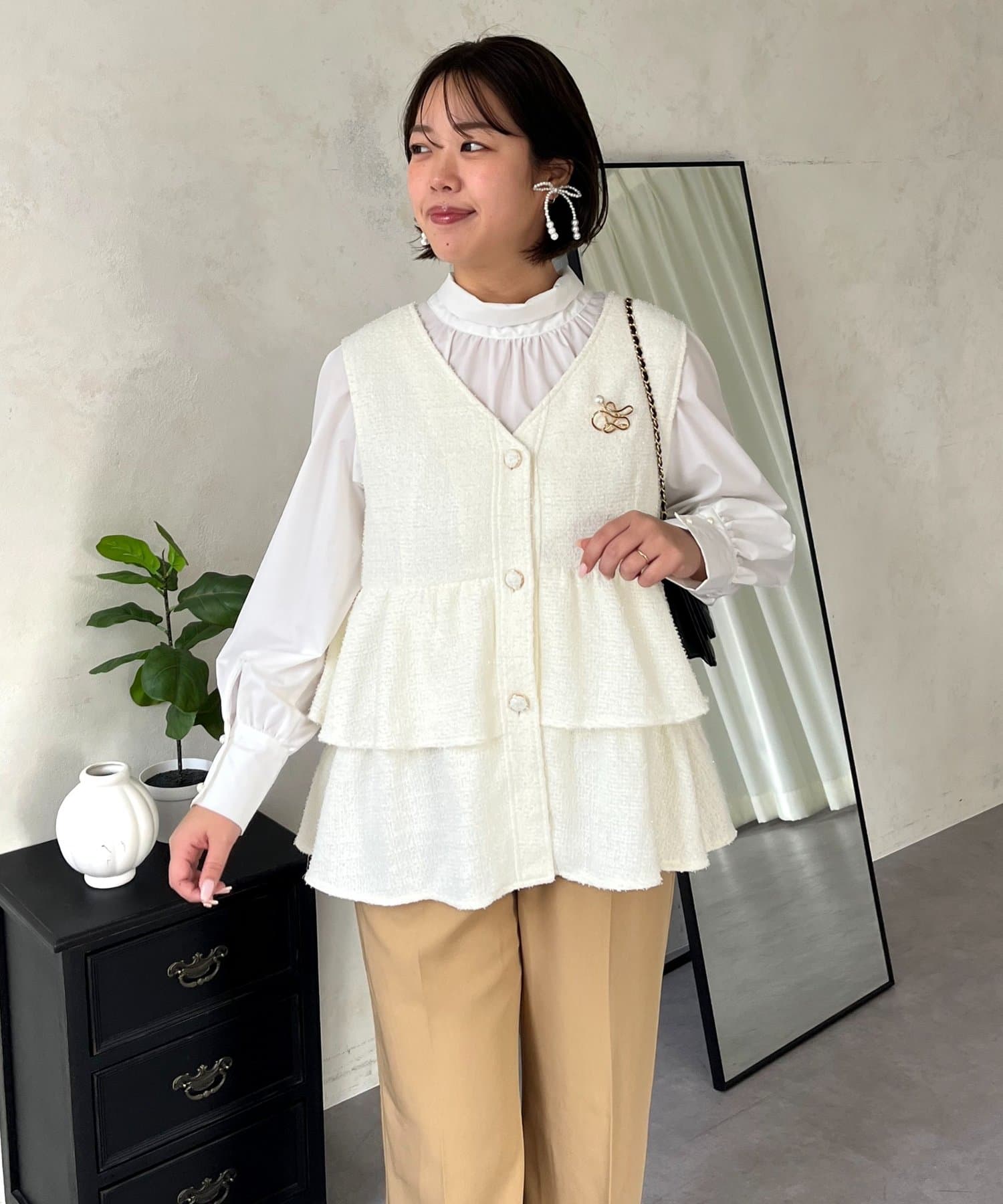 prose verse(プロズヴェール) 【SAPON】3WAYティアードフリルツイードジレ