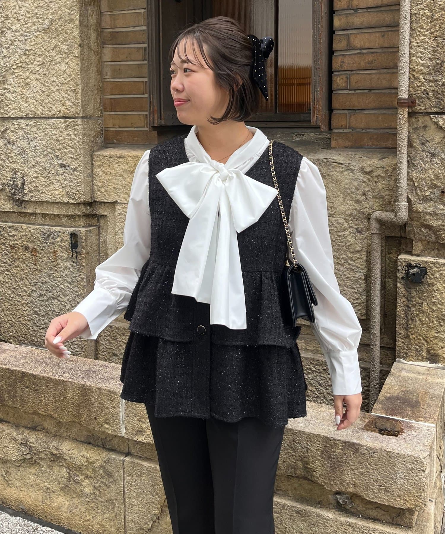 prose verse(プロズヴェール) 【SAPON】3WAYティアードフリルツイードジレ