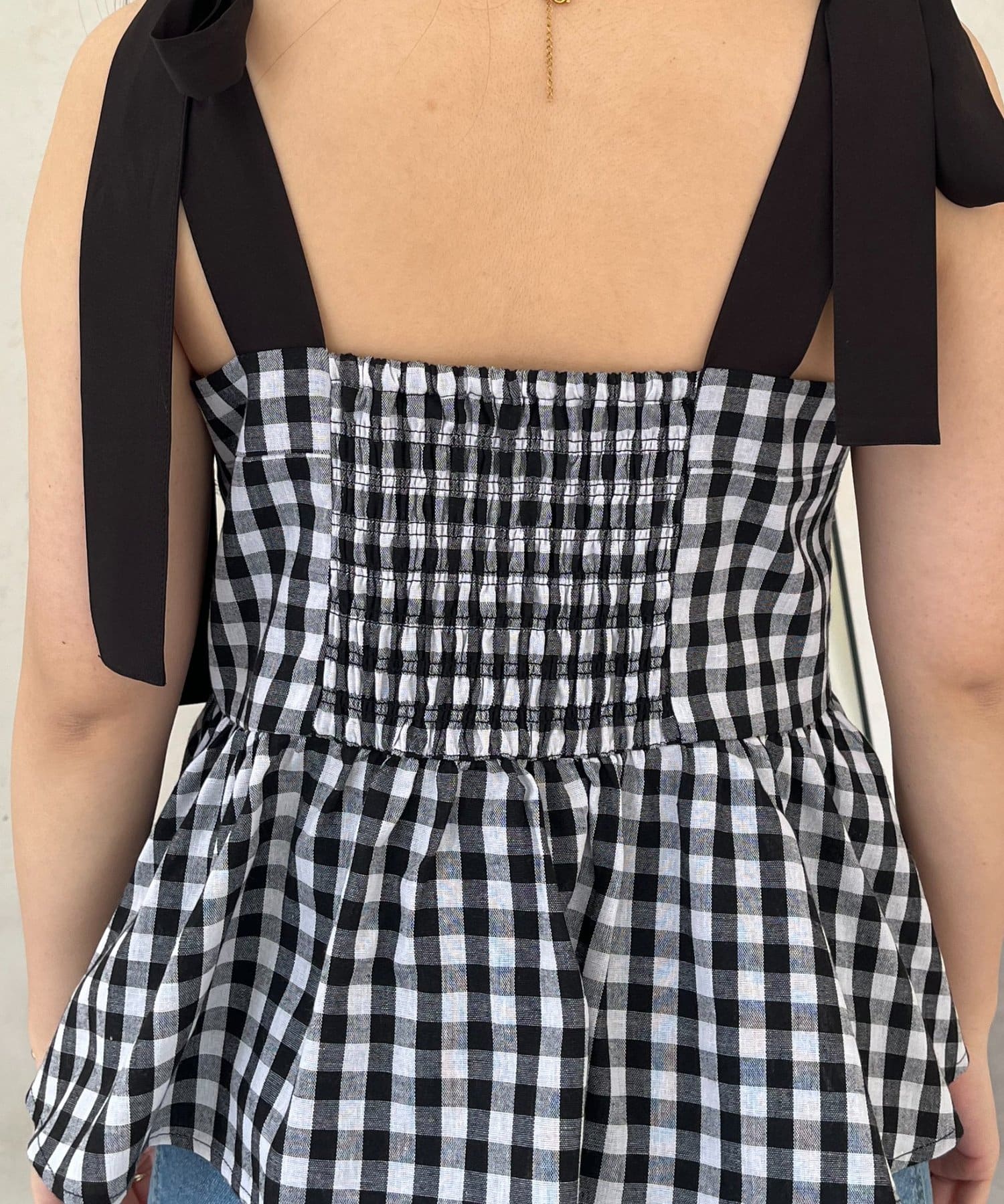 prose verse(プロズヴェール) 肩リボンギンガムチェックビスチェ