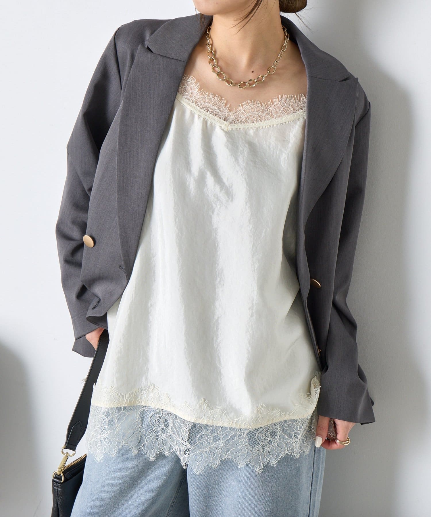 Jena　espace merveilleux(ジェナ　エスパスメルヴェイユ) 【シンプルコーデを格上げ】レースキャミソール