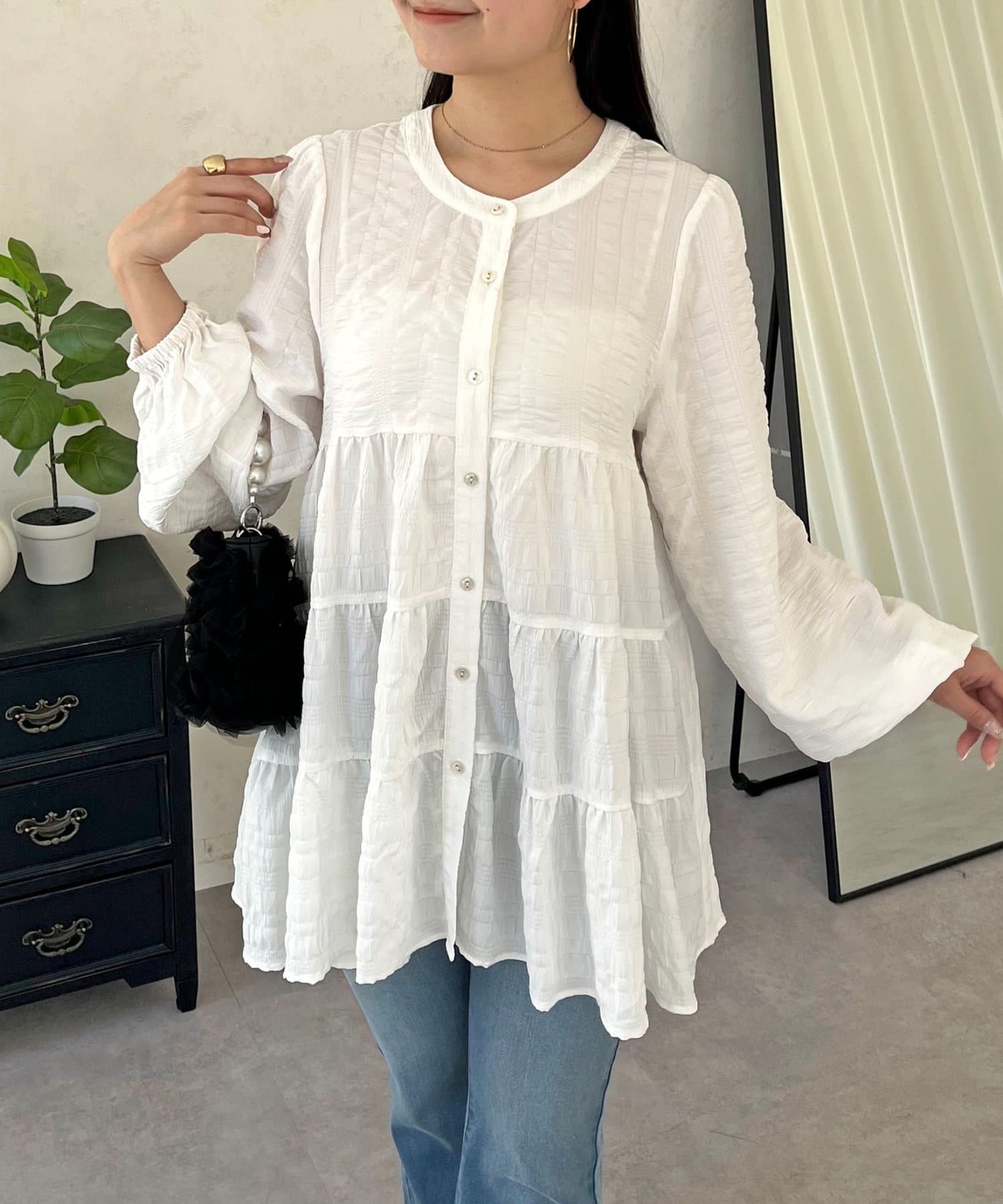 prose verse(プロズヴェール) シャーリングシアーティアードブラウス