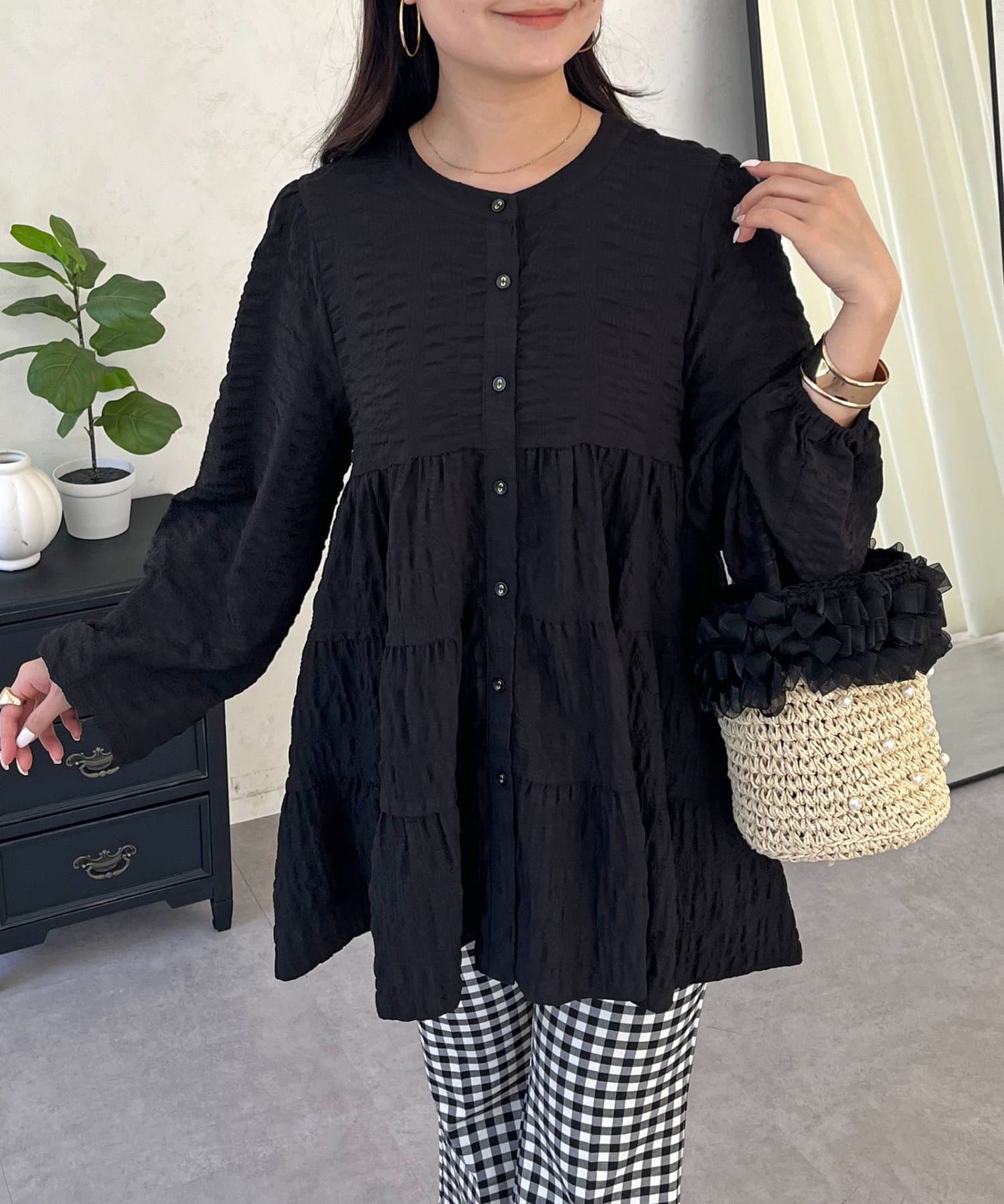 prose verse(プロズヴェール) シャーリングシアーティアードブラウス