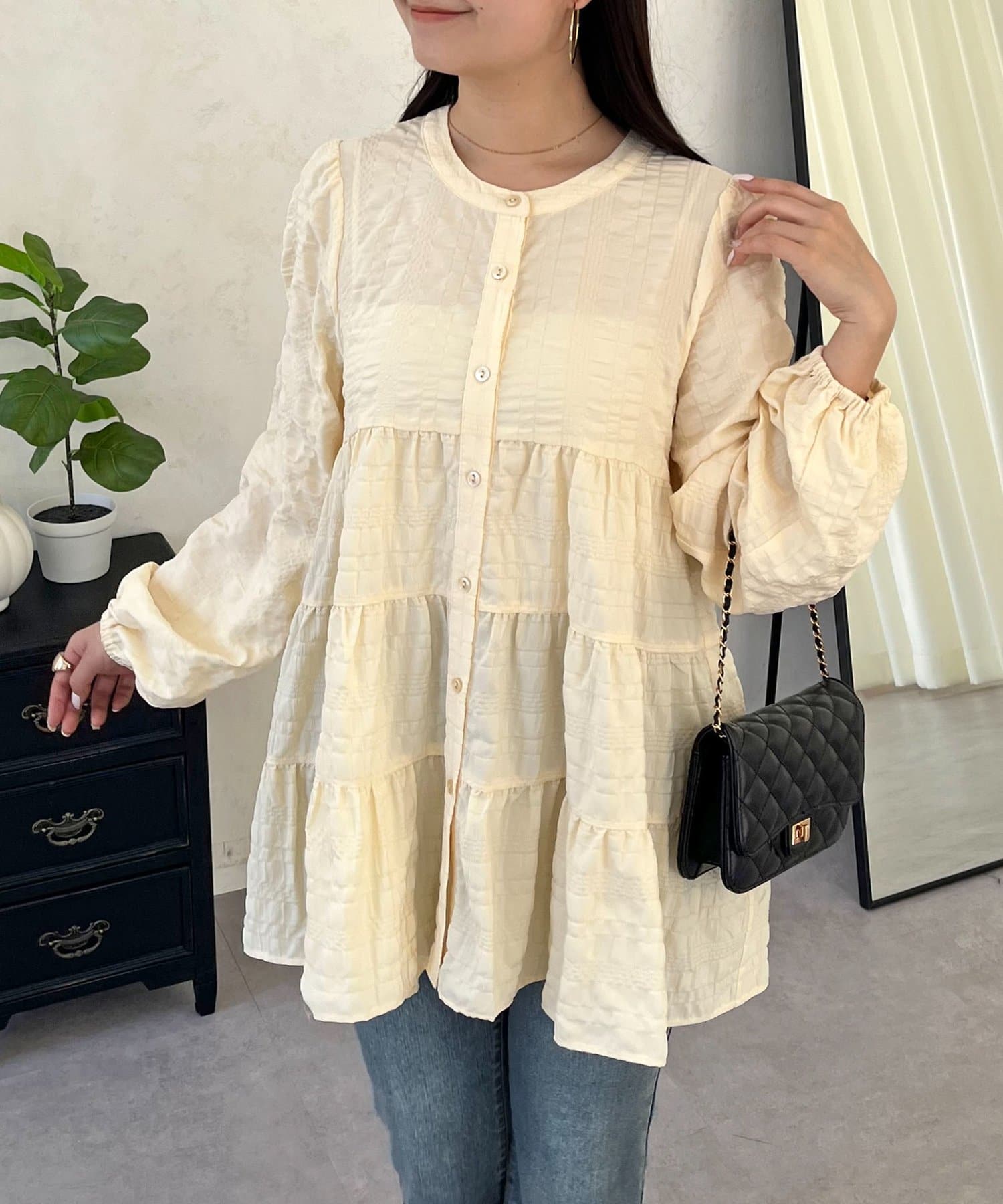 prose verse(プロズヴェール) シャーリングシアーティアードブラウス