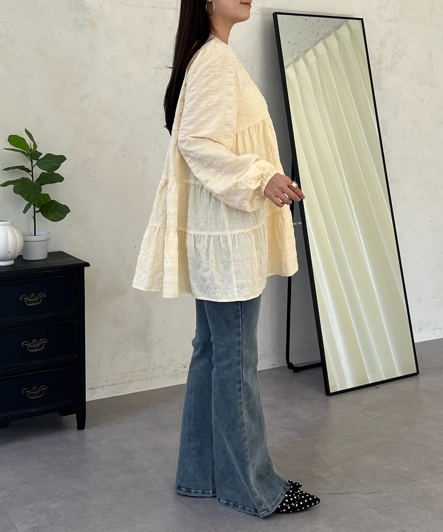 prose verse(プロズヴェール) シャーリングシアーティアードブラウス