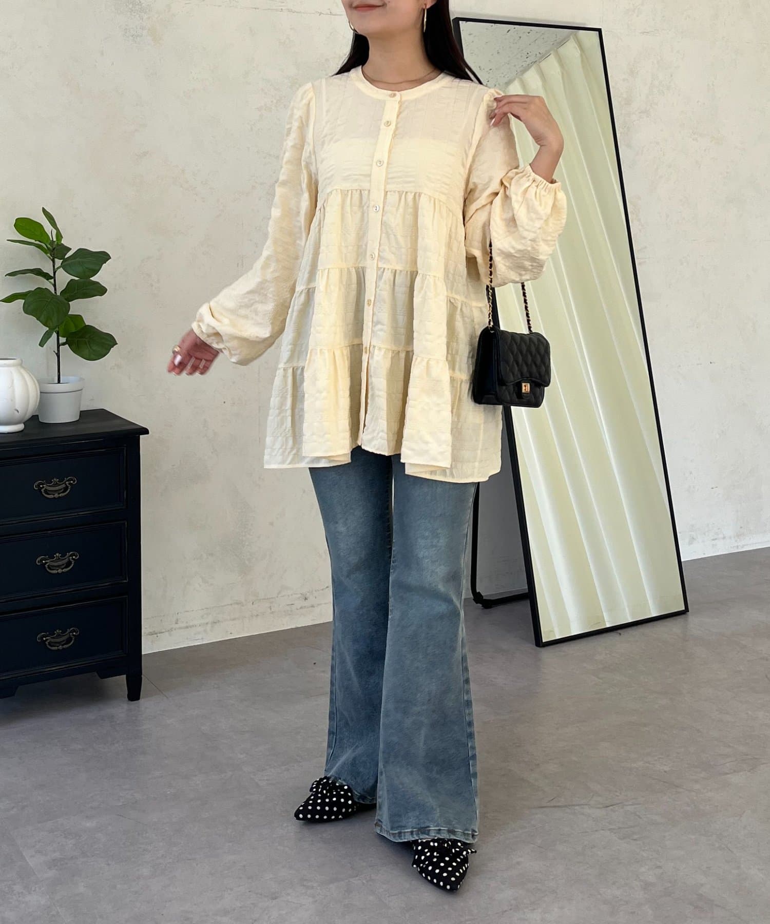 prose verse(プロズヴェール) シャーリングシアーティアードブラウス