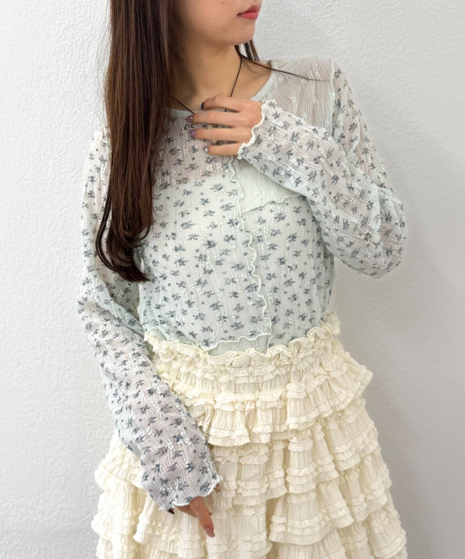 w closet(ダブルクローゼット) 花柄パッチワークT