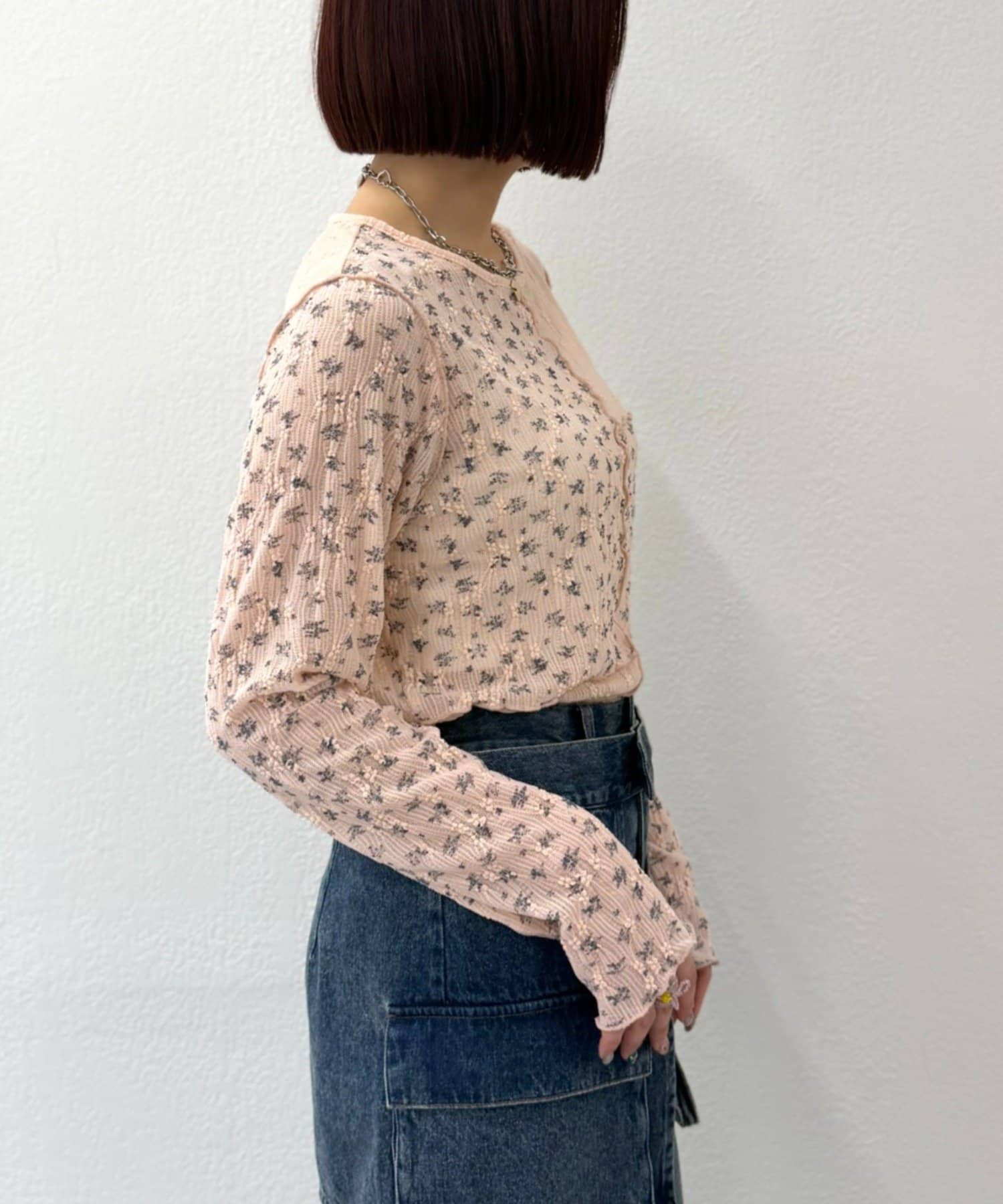 w closet(ダブルクローゼット) 花柄パッチワークT