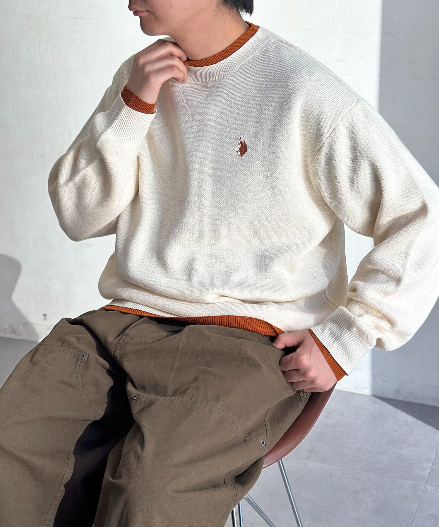 CPCM(シーピーシーエム) 【U.S. POLO ASSN.】配色レイヤークルーニット