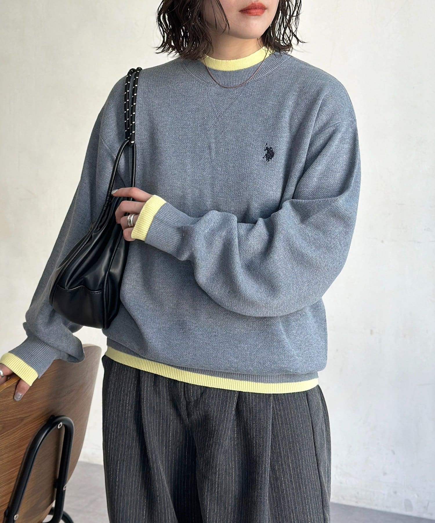 CPCM(シーピーシーエム) 【U.S. POLO ASSN.】配色レイヤークルーニット