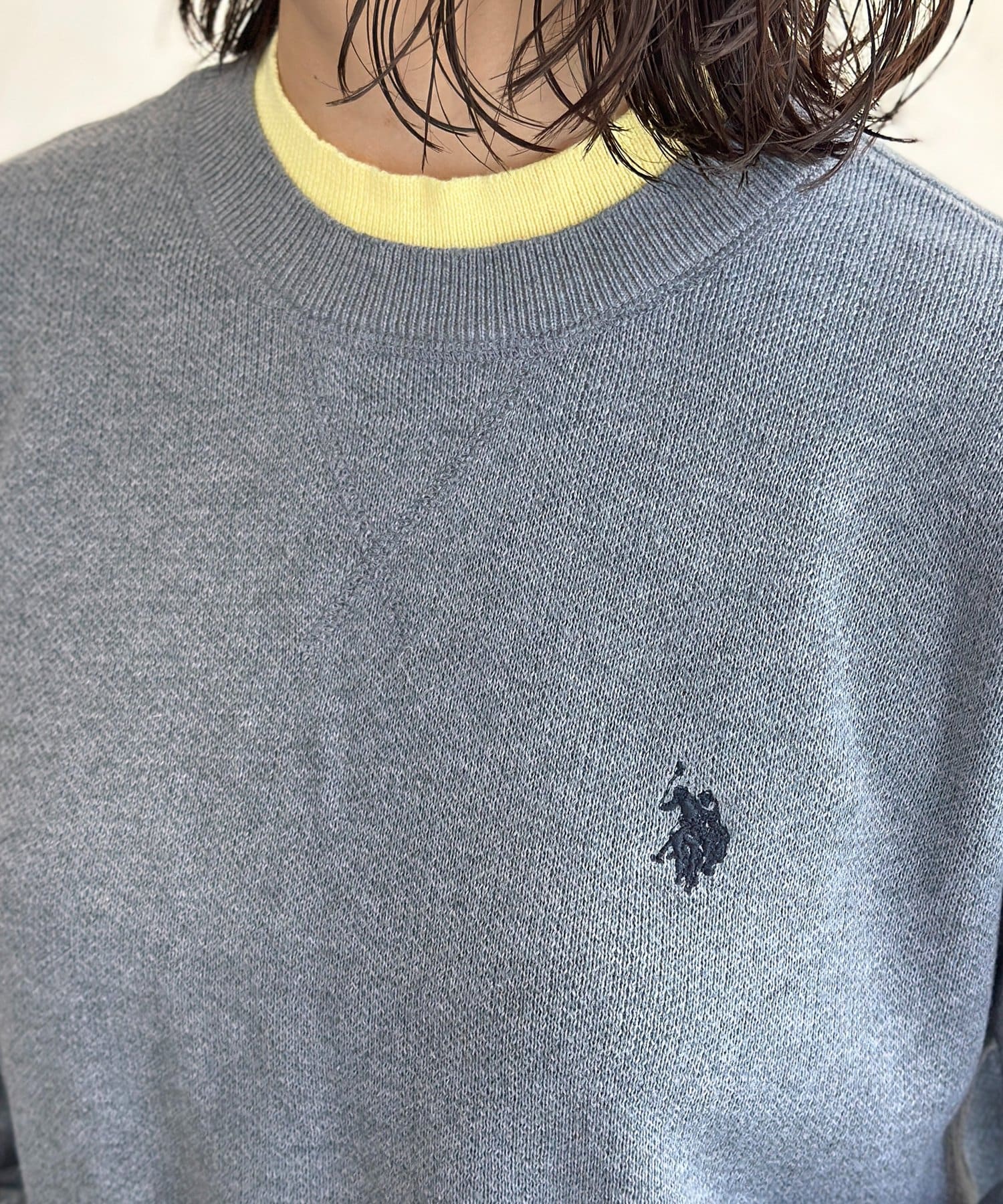 CPCM(シーピーシーエム) 【U.S. POLO ASSN.】配色レイヤークルーニット
