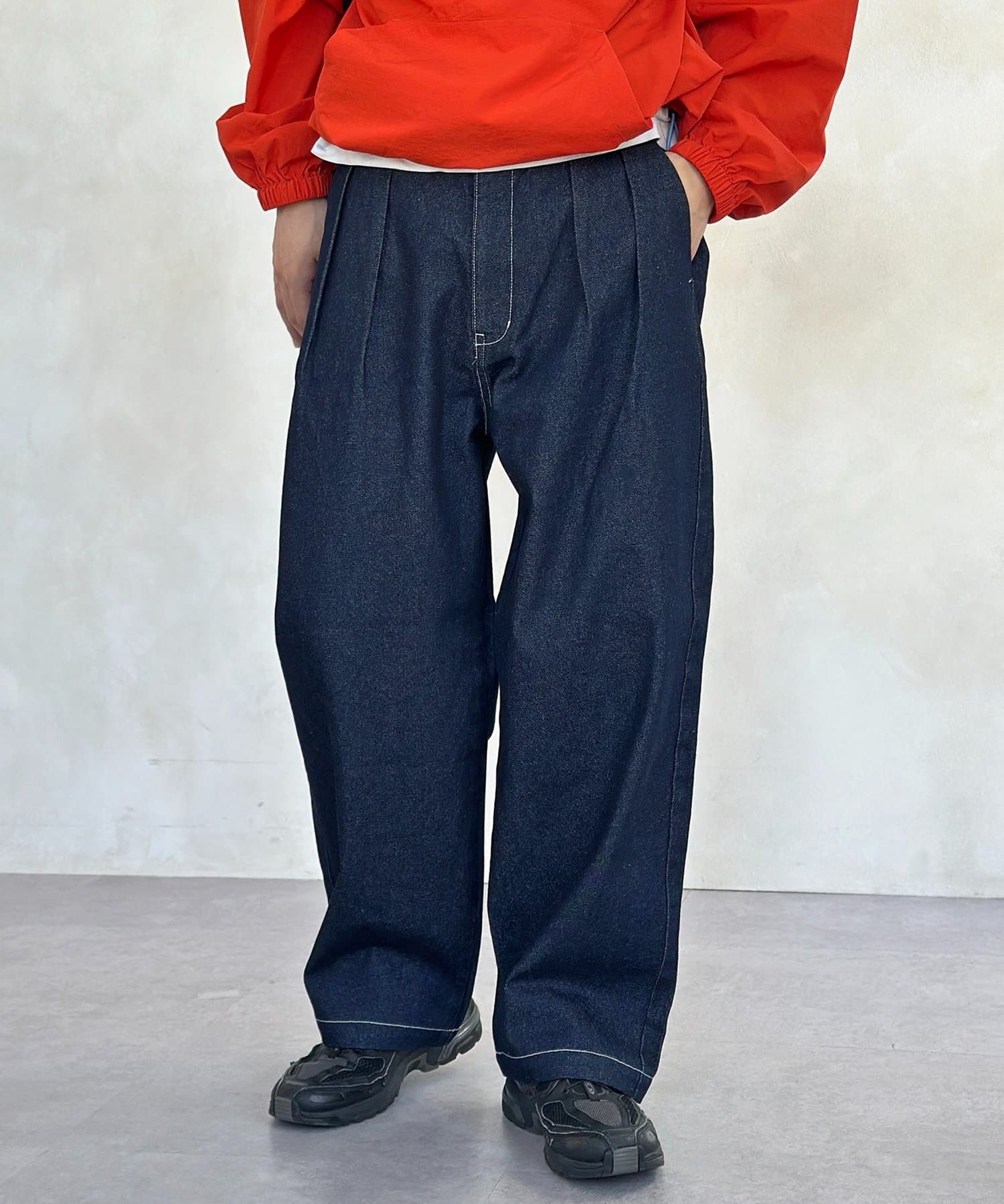 CPCM(シーピーシーエム) 2タックワイドデニムスラックス