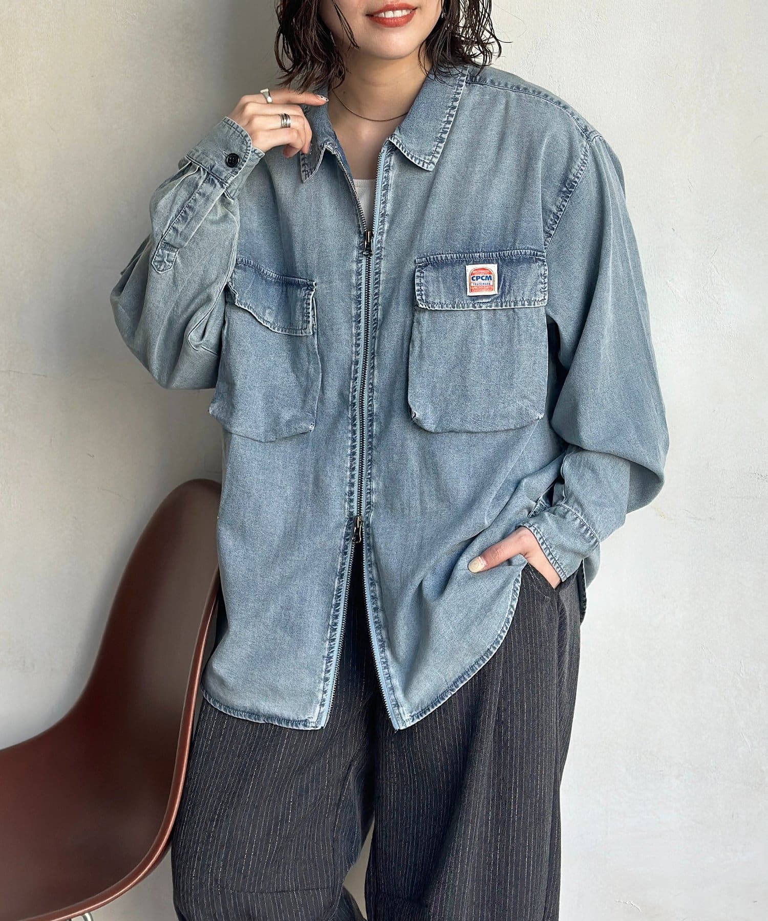CPCM(シーピーシーエム) デニムジップシャツ