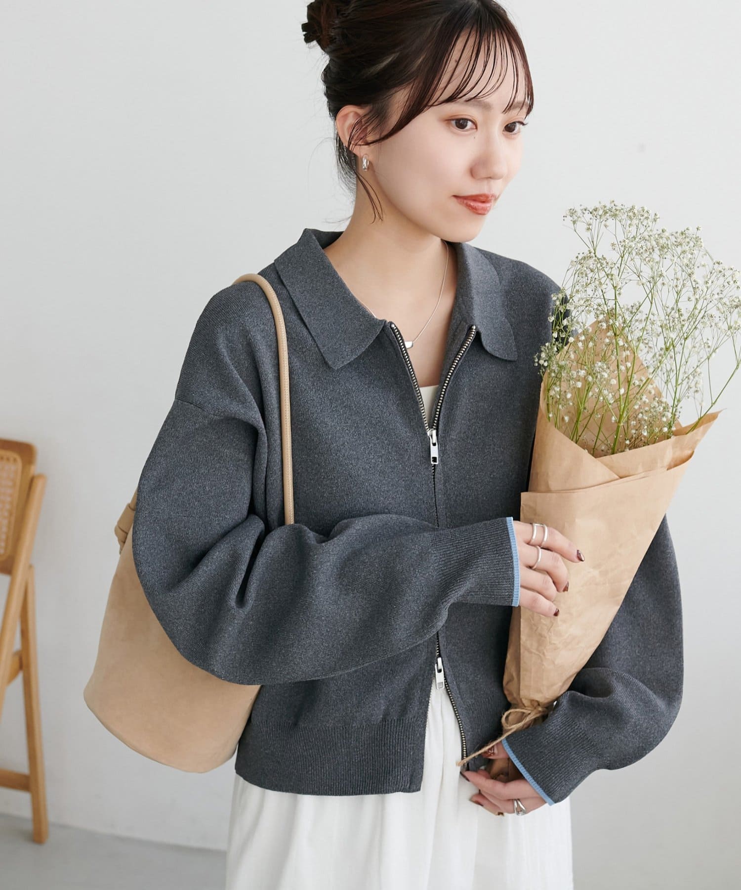 DISCOAT(ディスコート) 1/29(木)10:00~【＠317.mychnセレクトカラーあり!】スポンディッシュ衿付Wジップカーディガン