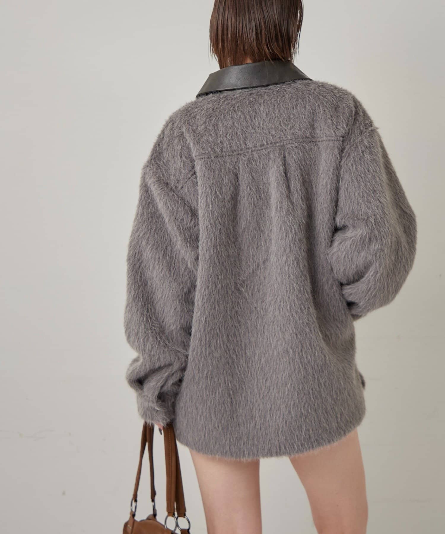 OUTLET(アウトレット) 【WHO'S WHO gallery】襟切り替えシャギーシャツジャケット