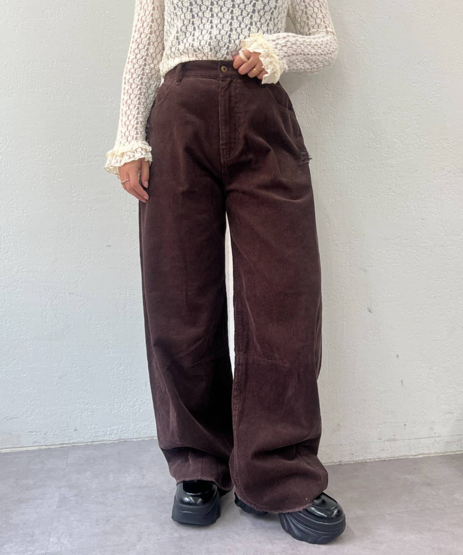 OUTLET(アウトレット) 【w closet】コーデュロイダメージパンツ