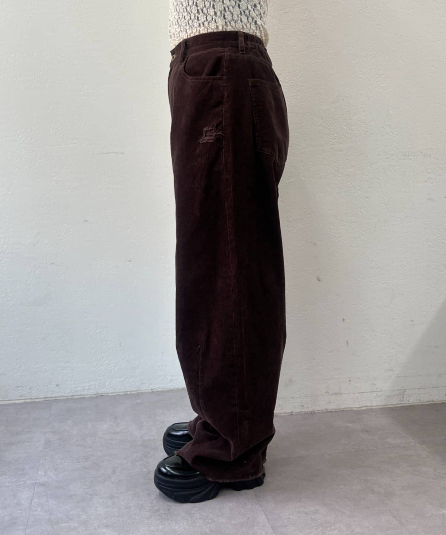 OUTLET(アウトレット) 【w closet】コーデュロイダメージパンツ