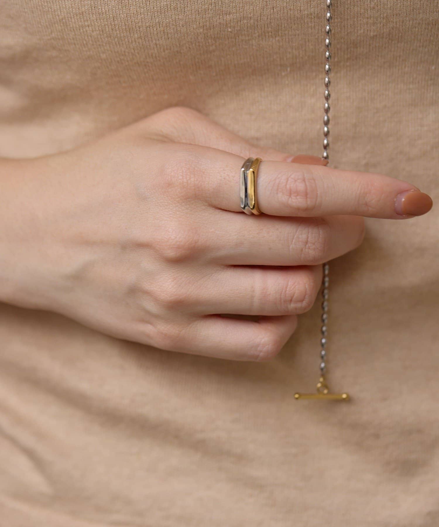 OUTLET(アウトレット) 【ear PAPILLONNER】バイカラーフラットリング