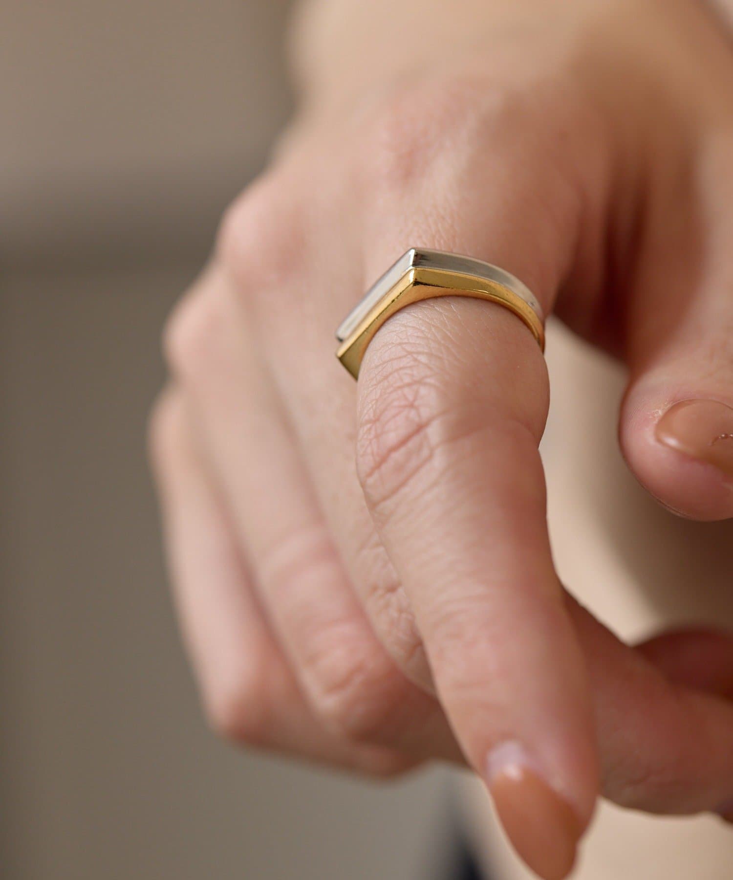 OUTLET(アウトレット) 【ear PAPILLONNER】バイカラーフラットリング