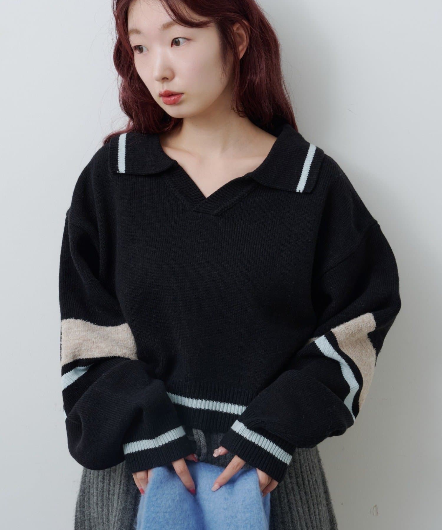 OUTLET(アウトレット) 【Kastane】スキッパーラインニットプルオーバー