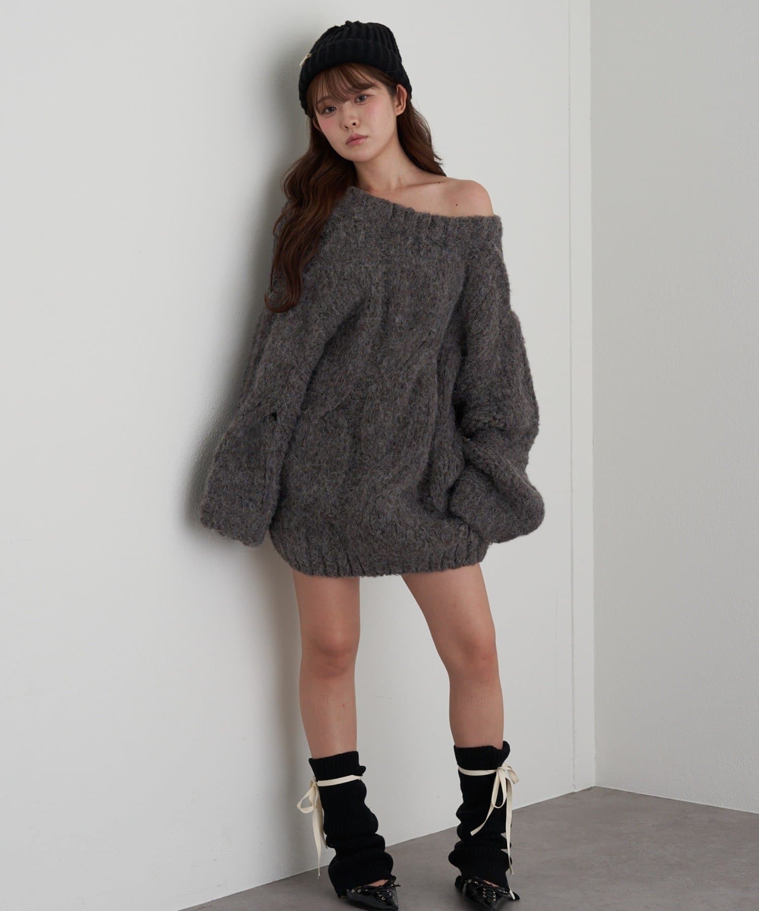 OUTLET(アウトレット) 【RAY CASSIN】ケーブルルーズチュニックニット