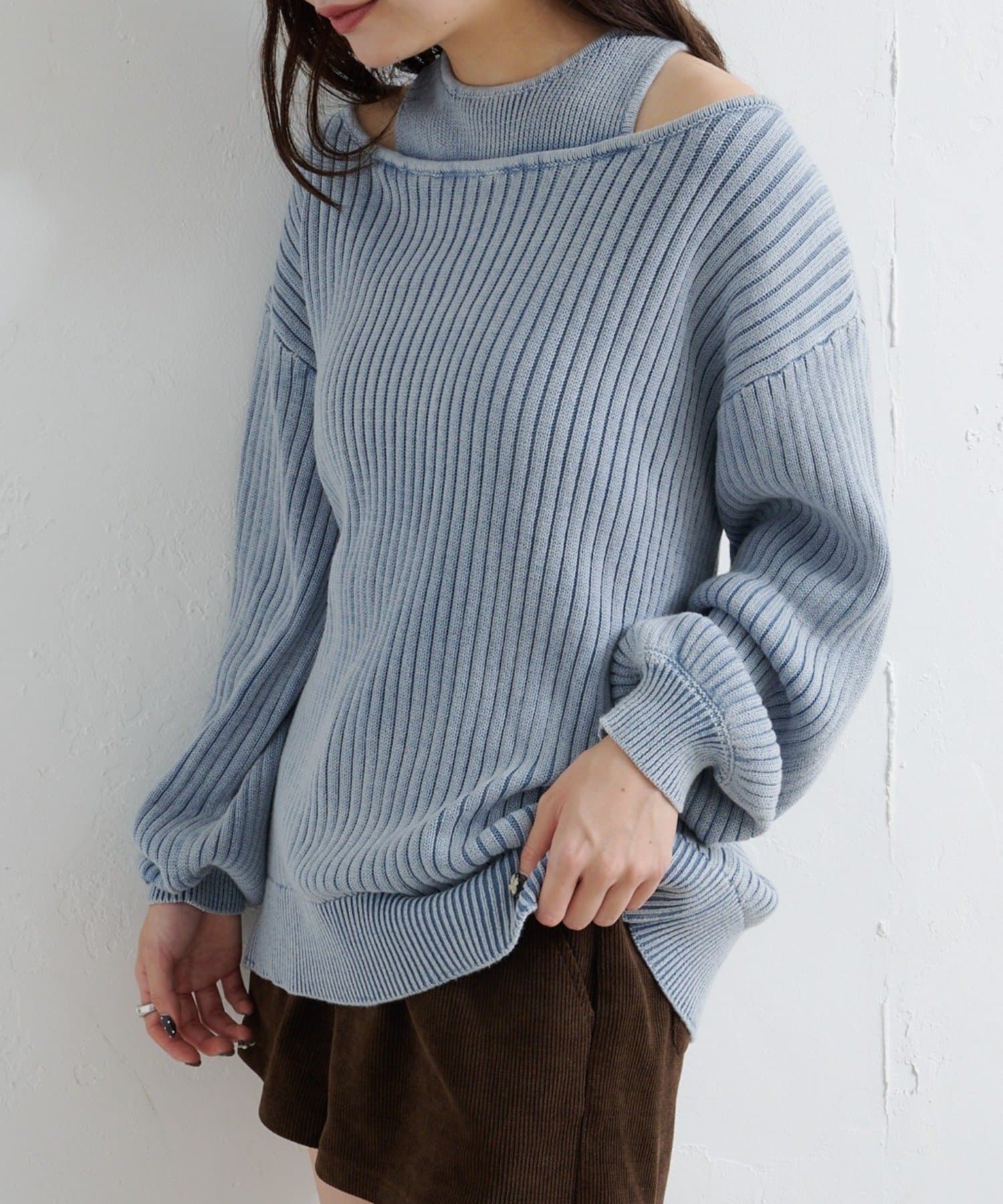 OUTLET(アウトレット) 【Kastane】リバーシブルピグメントオフショルタンクニット