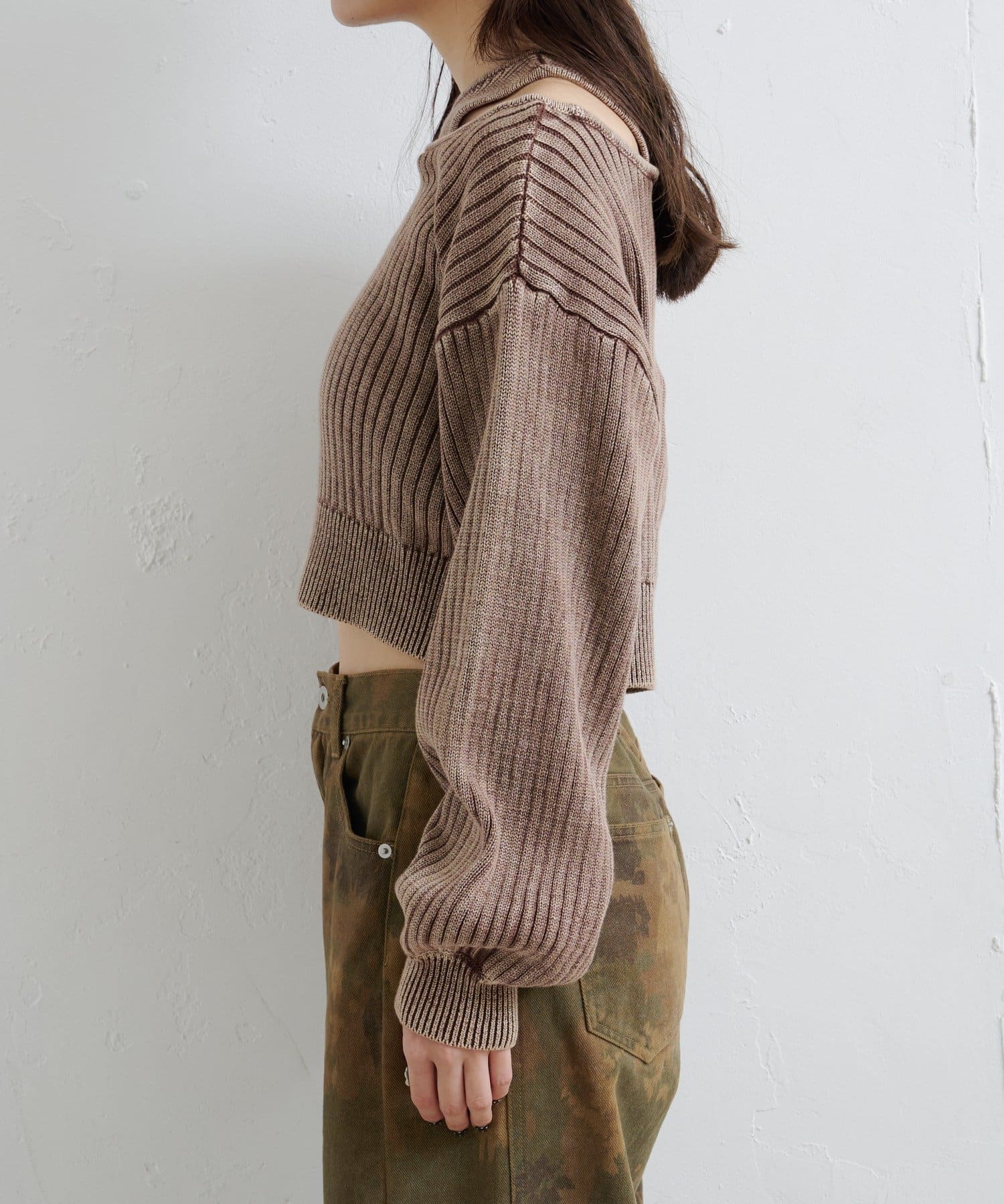 OUTLET(アウトレット) 【Kastane】リバーシブルピグメントオフショルタンクニット