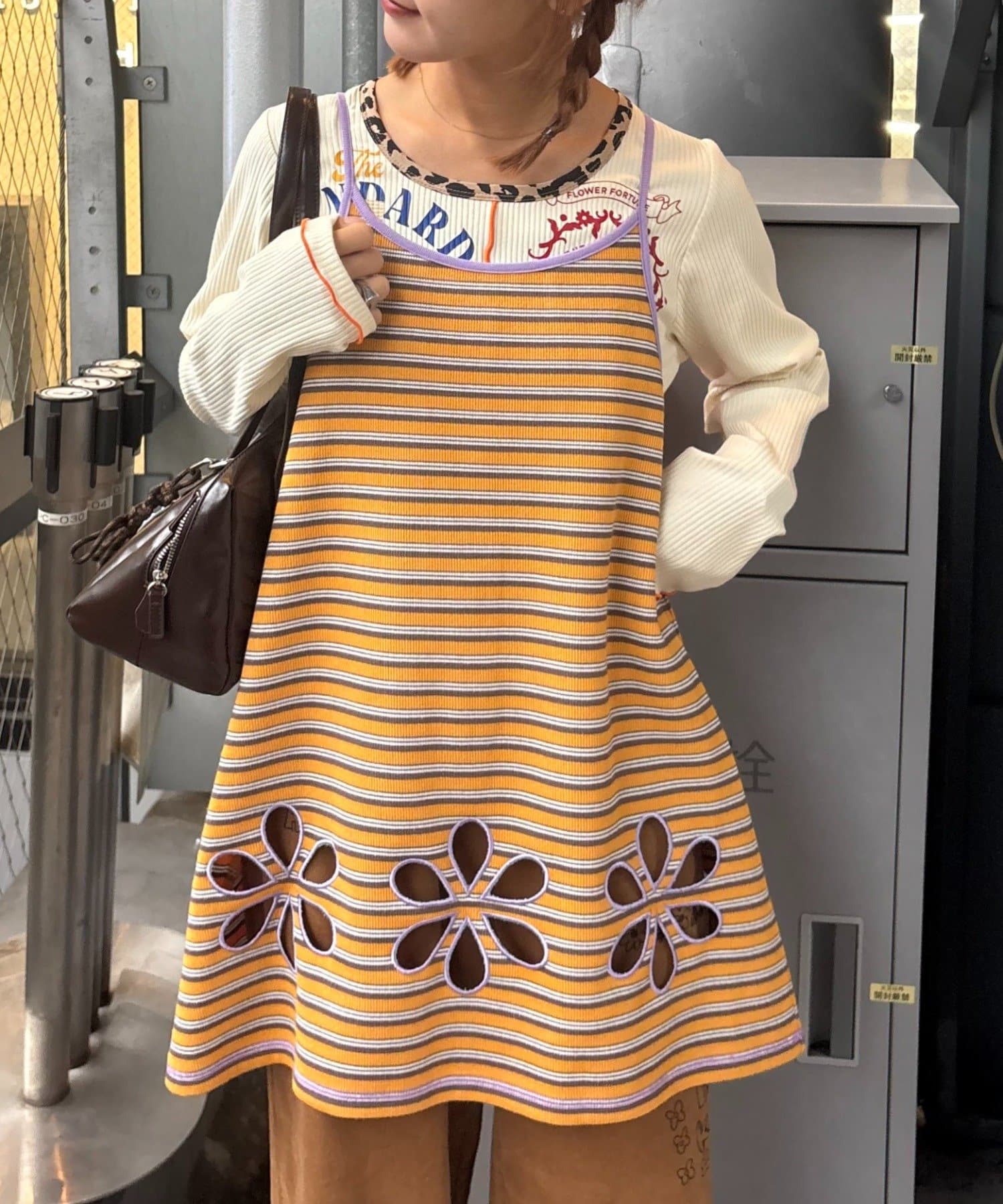 OUTLET(アウトレット) 【CIAOPANIC TYPY】H.Sボーダーフラワーカットキャミチュニック