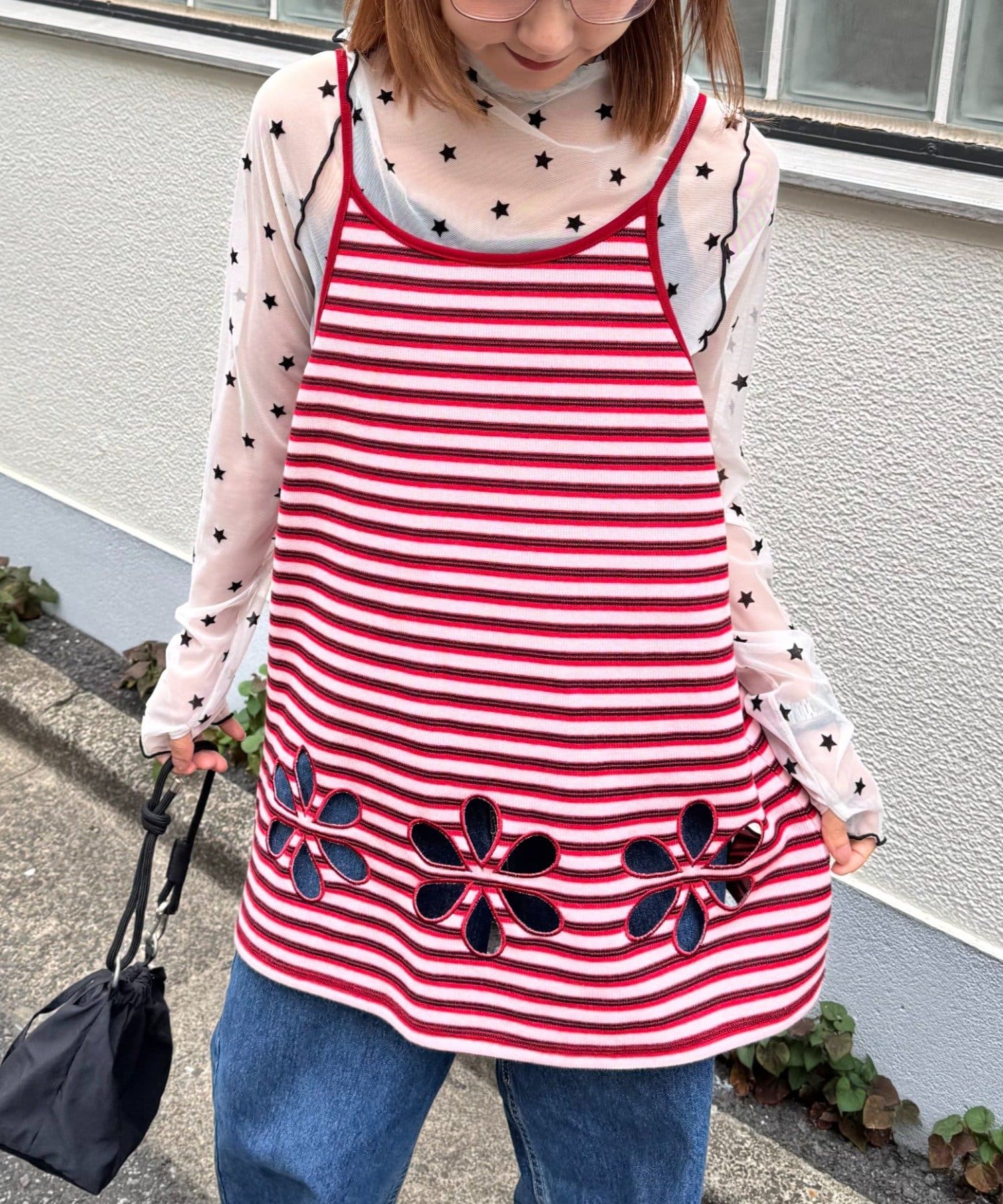 OUTLET(アウトレット) 【CIAOPANIC TYPY】H.Sボーダーフラワーカットキャミチュニック