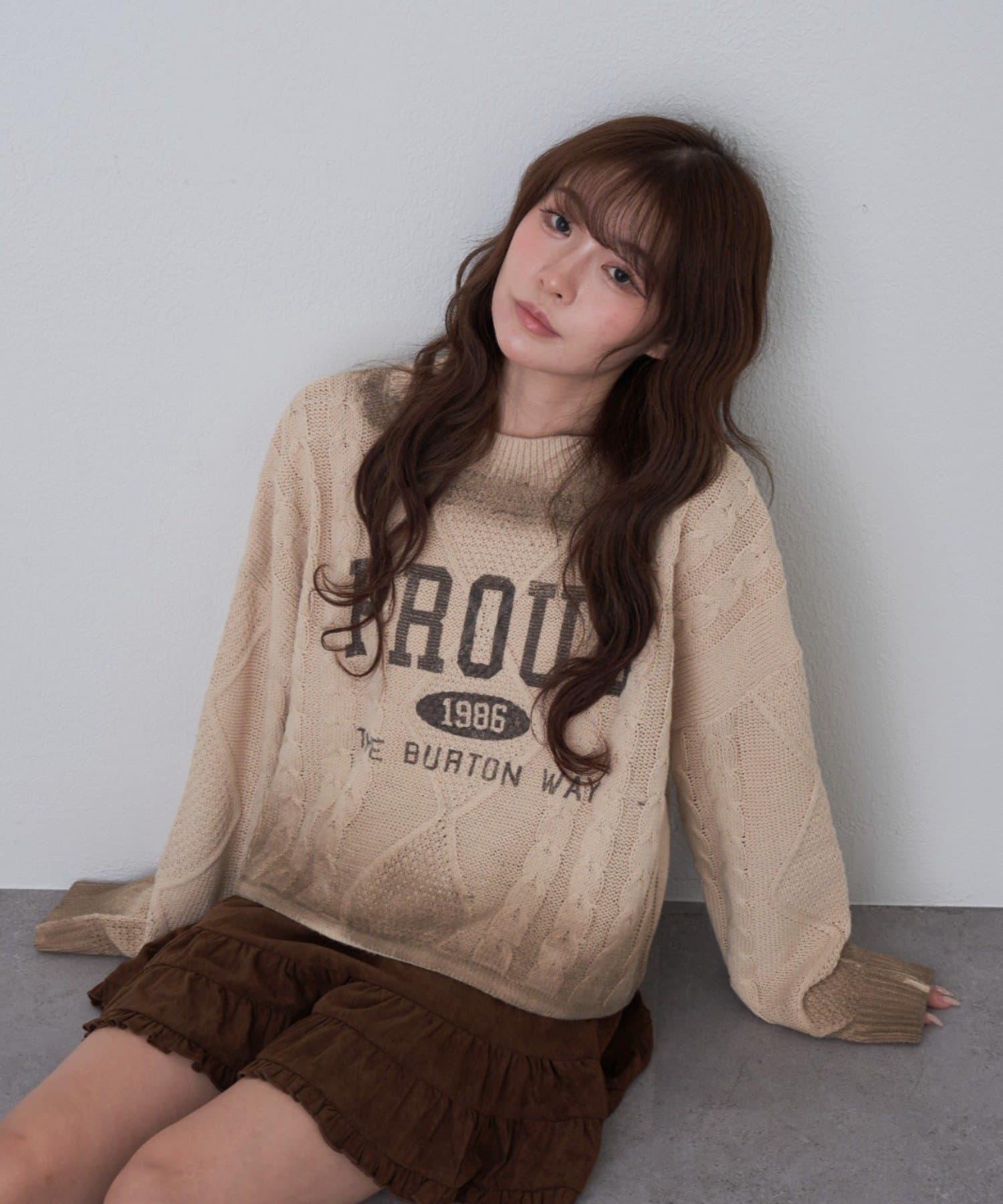 OUTLET(アウトレット) 【RAY CASSIN】ケーブルムラ染めロゴニット