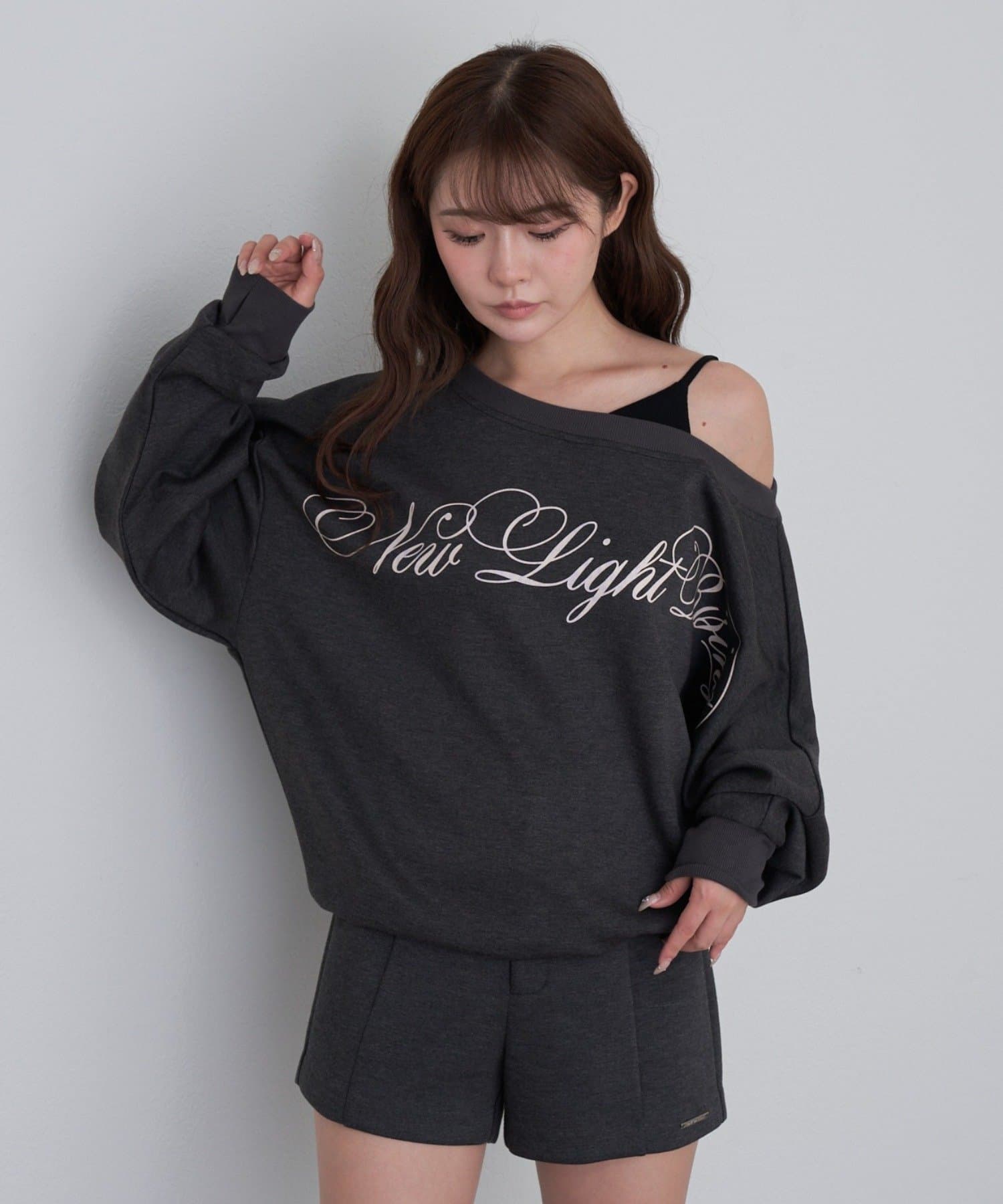 OUTLET(アウトレット) 【RAY CASSIN】レイヤードロゴワンショルスウェット