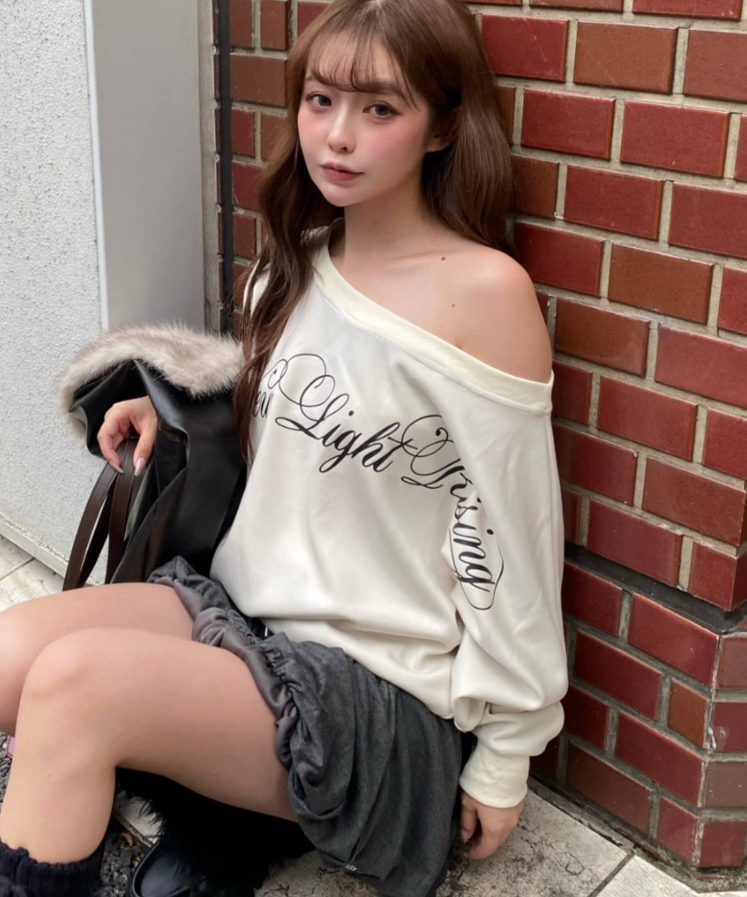 OUTLET(アウトレット) 【RAY CASSIN】レイヤードロゴワンショルスウェット