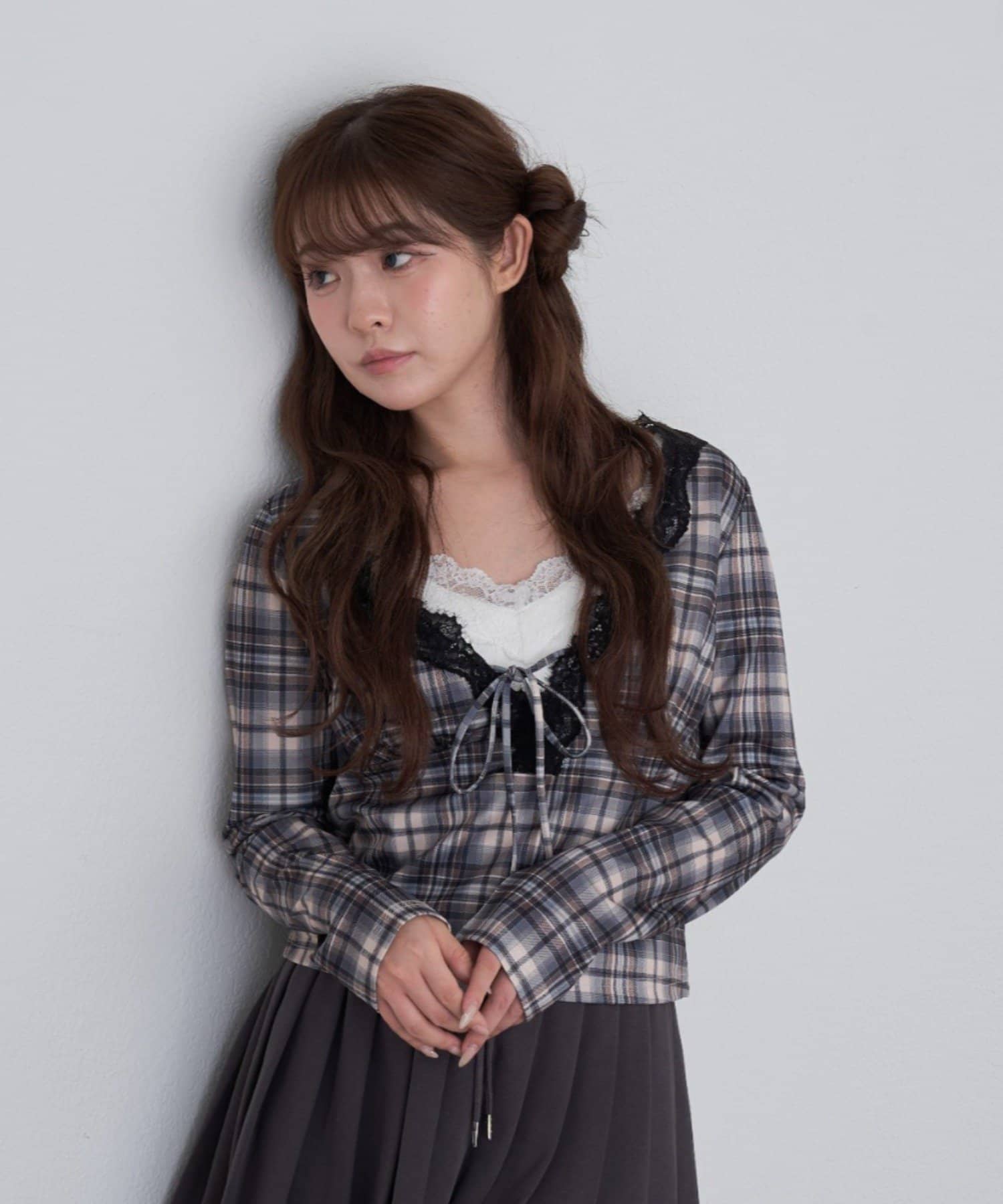 OUTLET(アウトレット) 【RAY CASSIN】レース切替ロングTシャツ