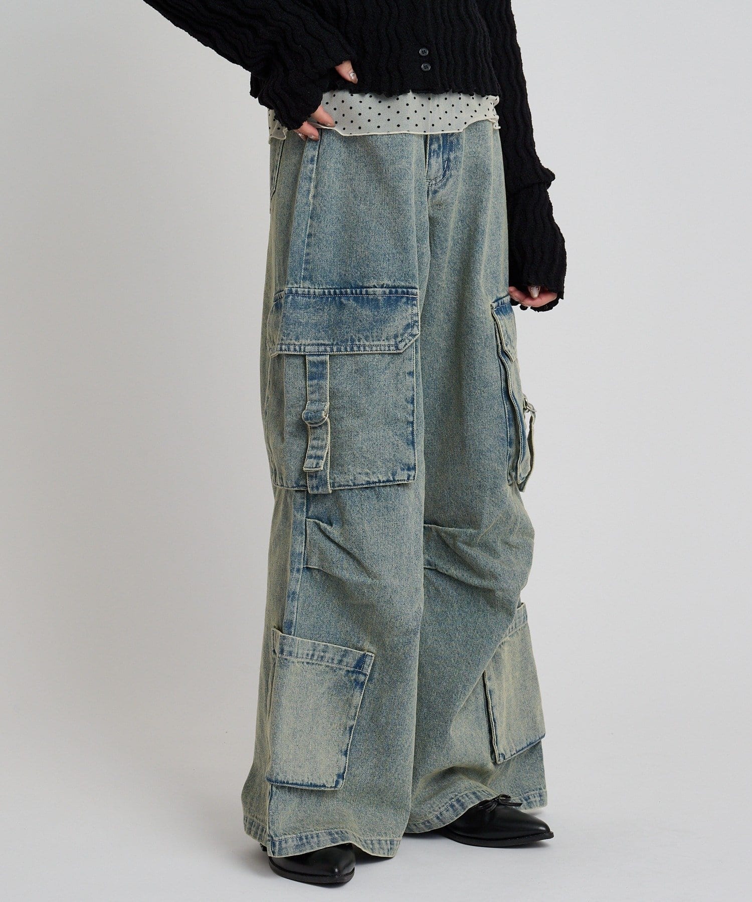 w closet(ダブルクローゼット) ポケットカーゴデニム