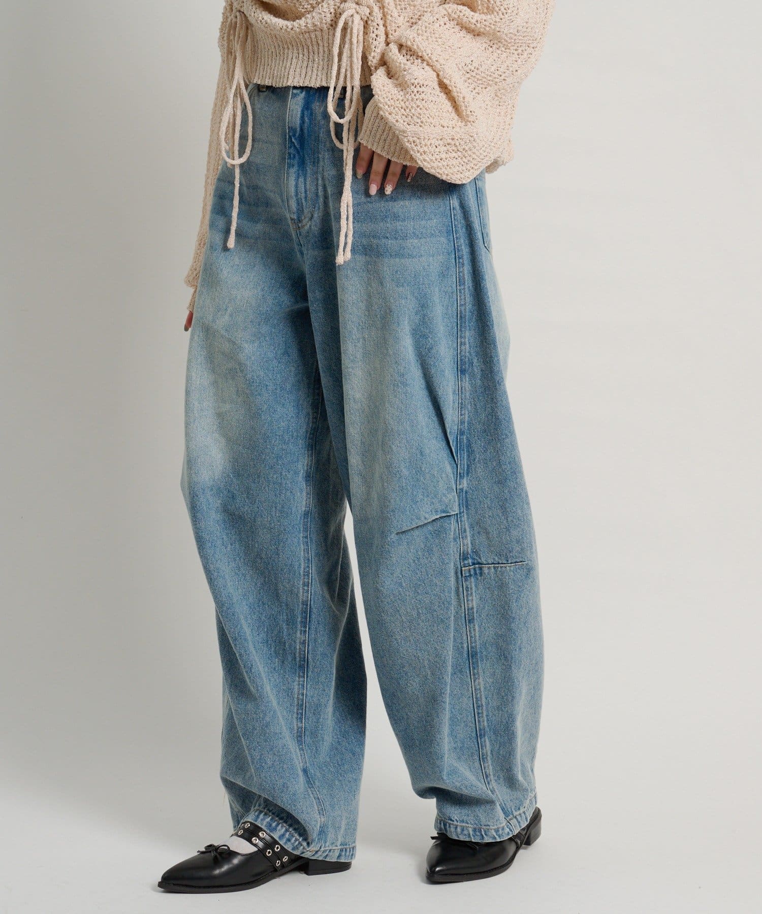 w closet(ダブルクローゼット) タックボリュームデニム