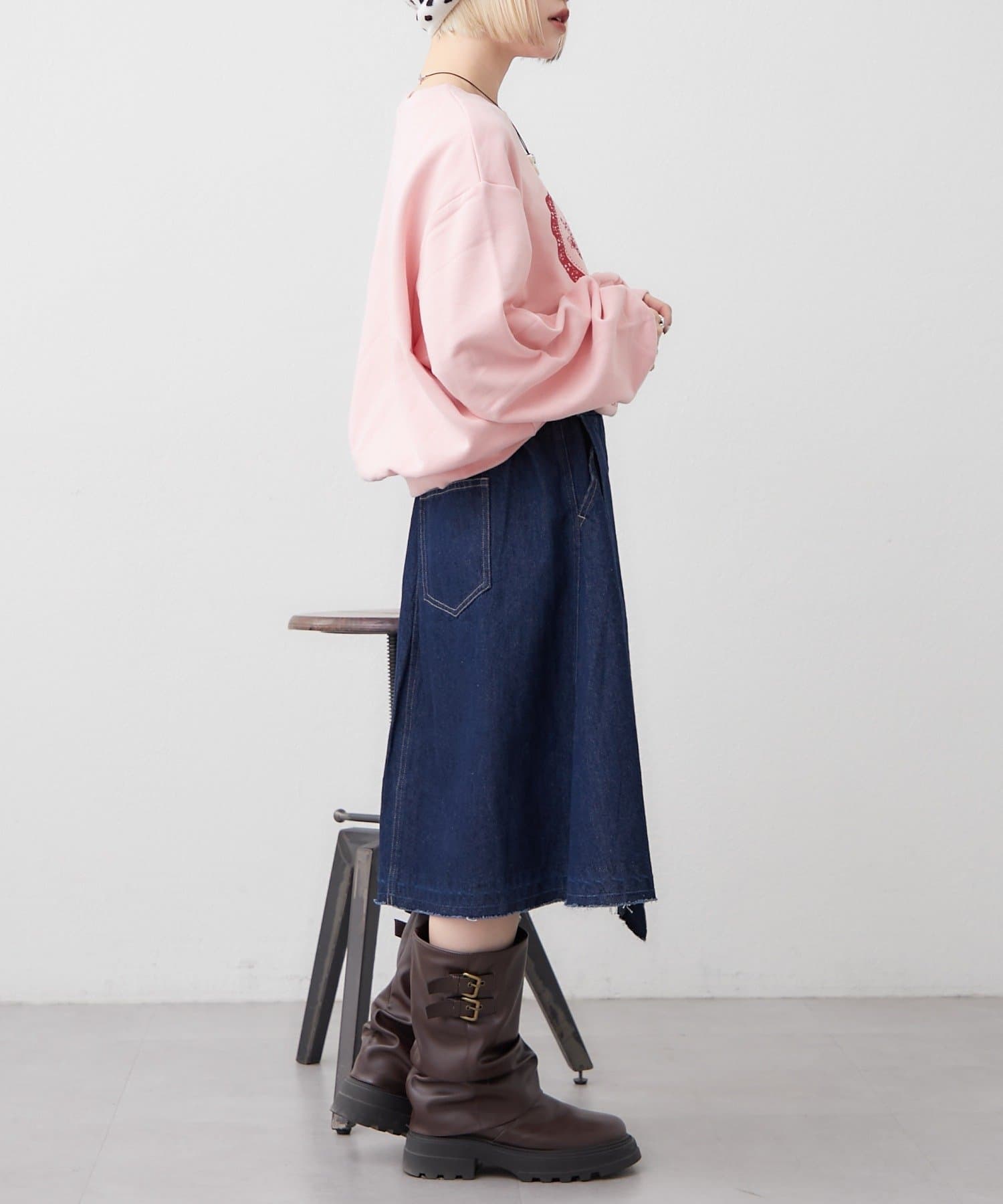 w closet(ダブルクローゼット) デニムミディスカート