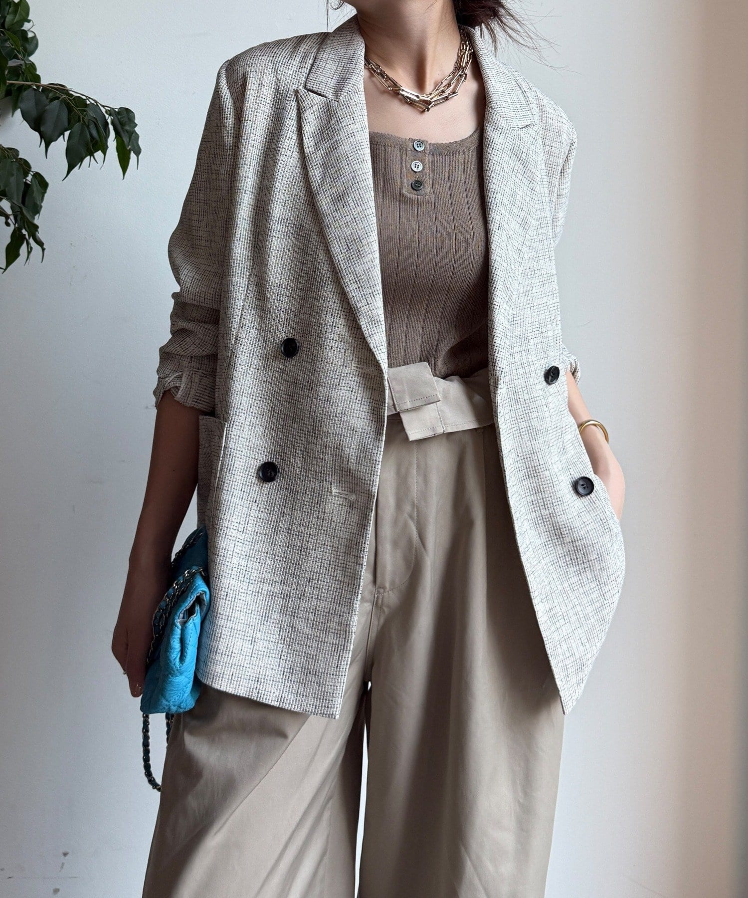 DOUDOU(ドゥドゥ) シアーツイードダブルジャケット