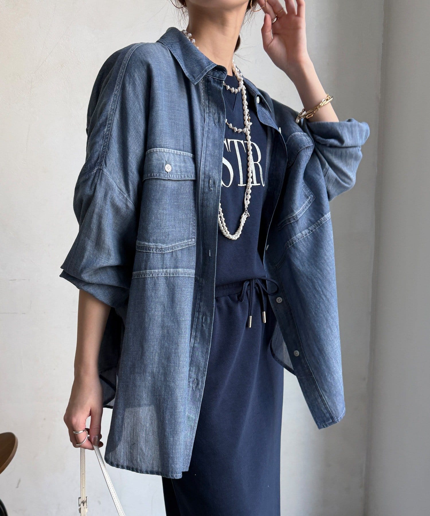 バックギャザーシアーデニムシャツ | DOUDOU(ドゥドゥ)レディース