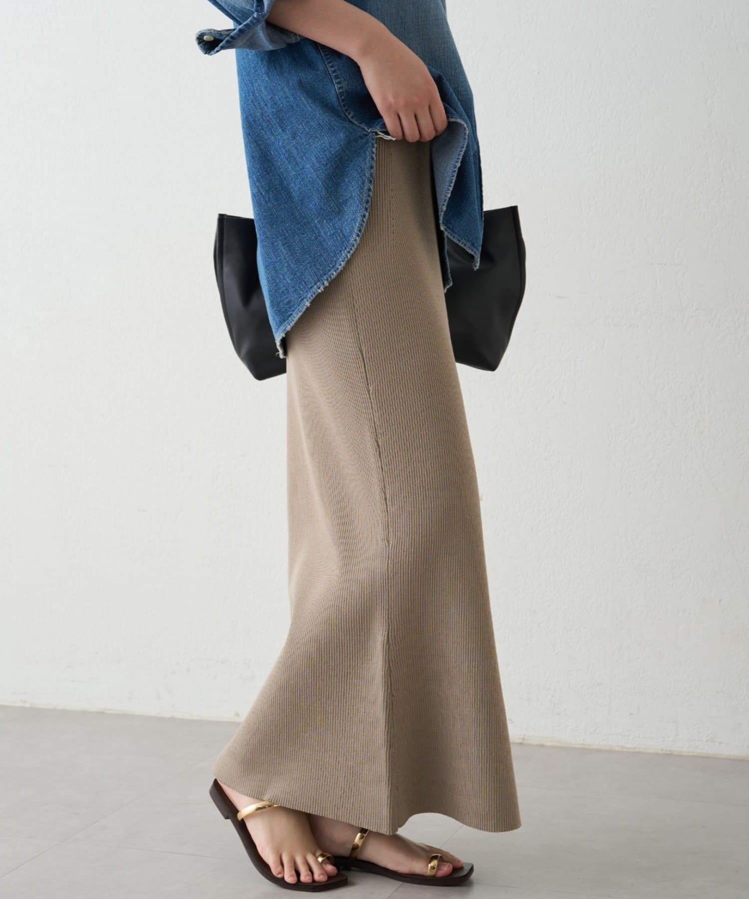 LOUNGEDRESS(ラウンジドレス) リブセミフレアニットスカート