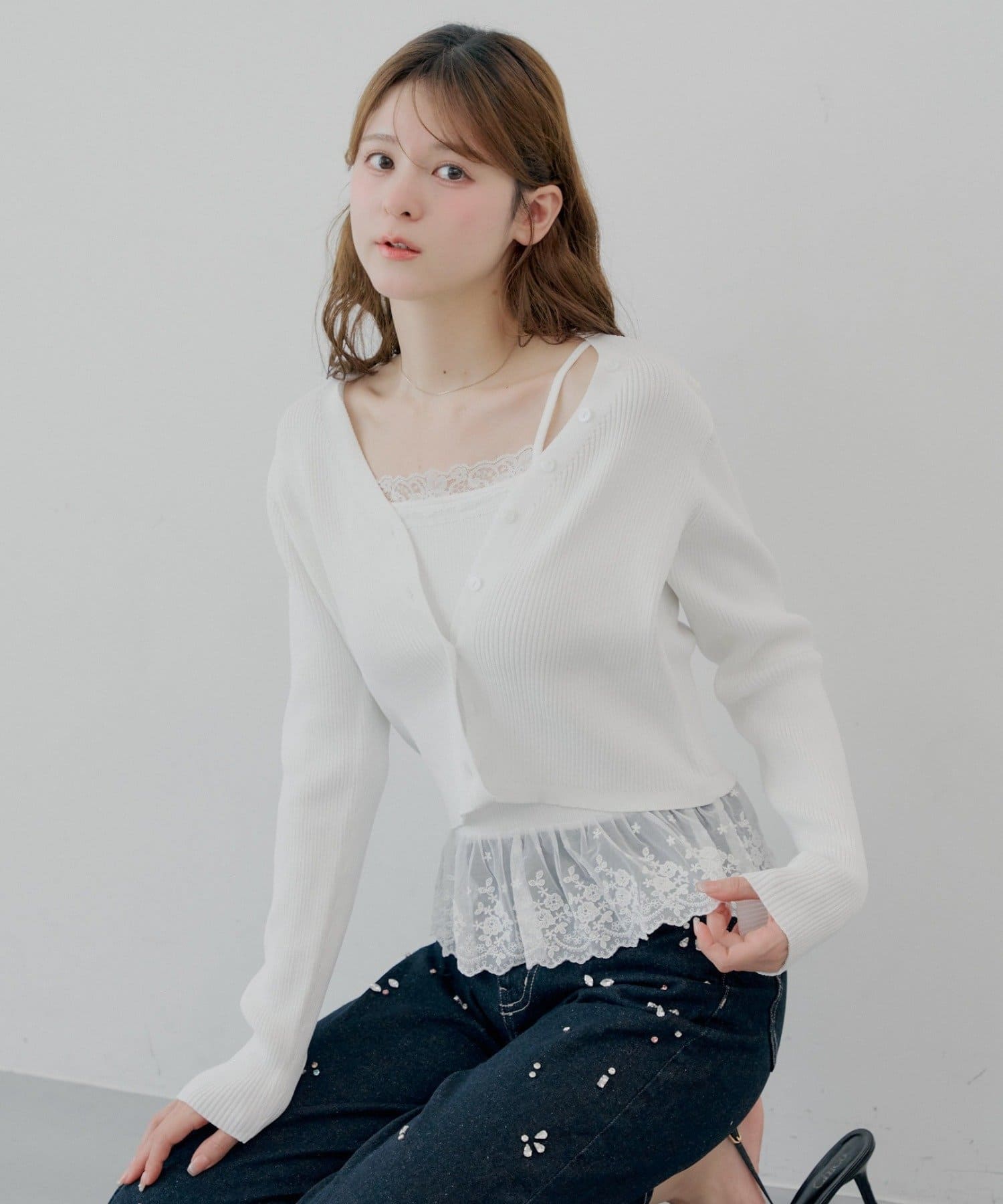 Chico(チコ) レイヤードフリルニットトップス