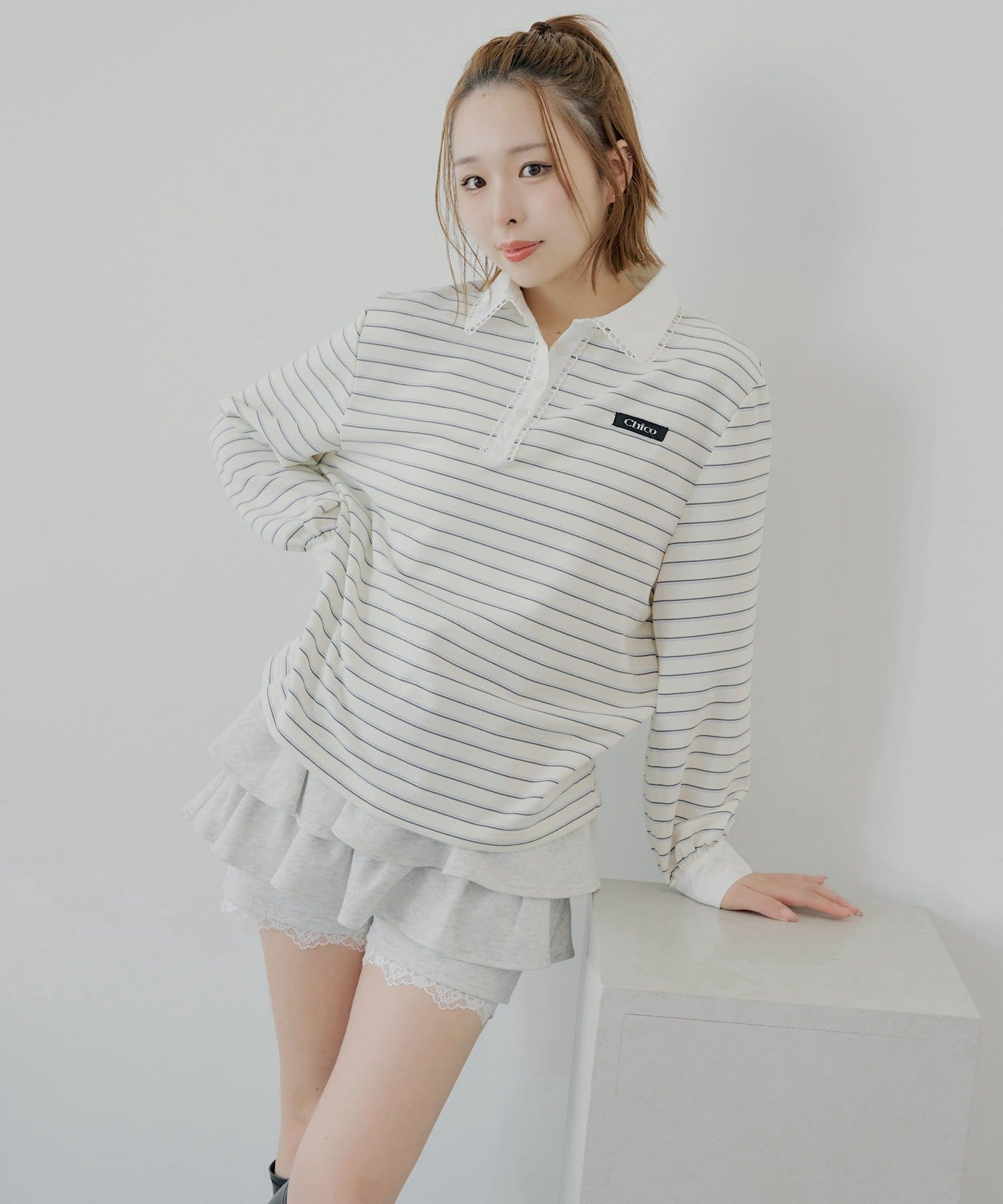 Chico(チコ) 襟レースラガーシャツ