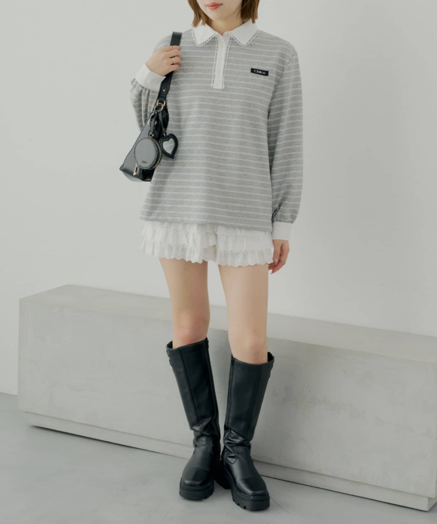 Chico(チコ) 襟レースラガーシャツ