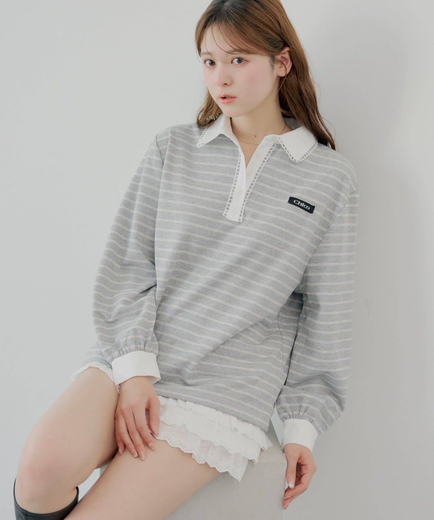 Chico(チコ) 襟レースラガーシャツ