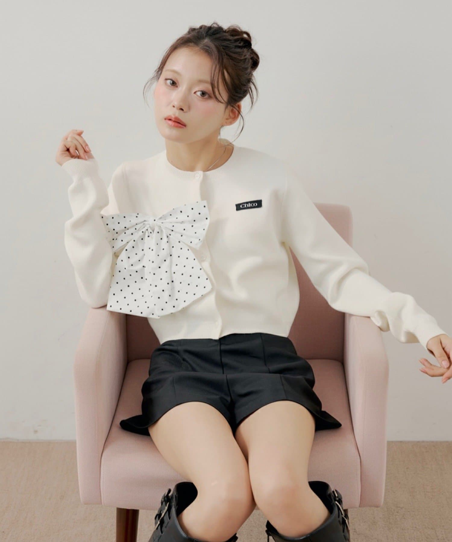 セットアップ対応】リボンコンパクトニットカーディガン | Chico(チコ